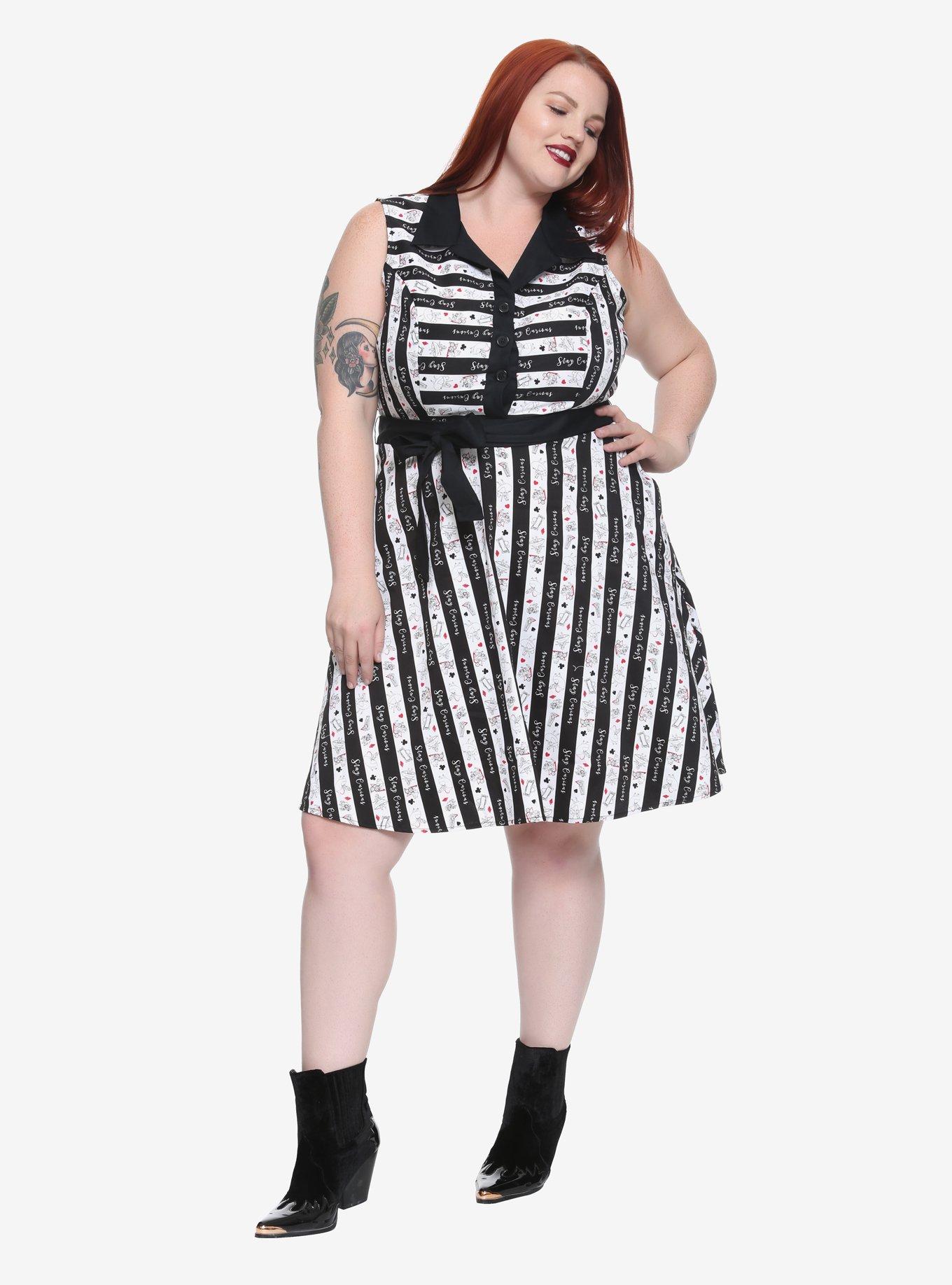 Her Universe Disney Alice In Wonderland Striped Fit & Flare Dress Plus Size, , alternate