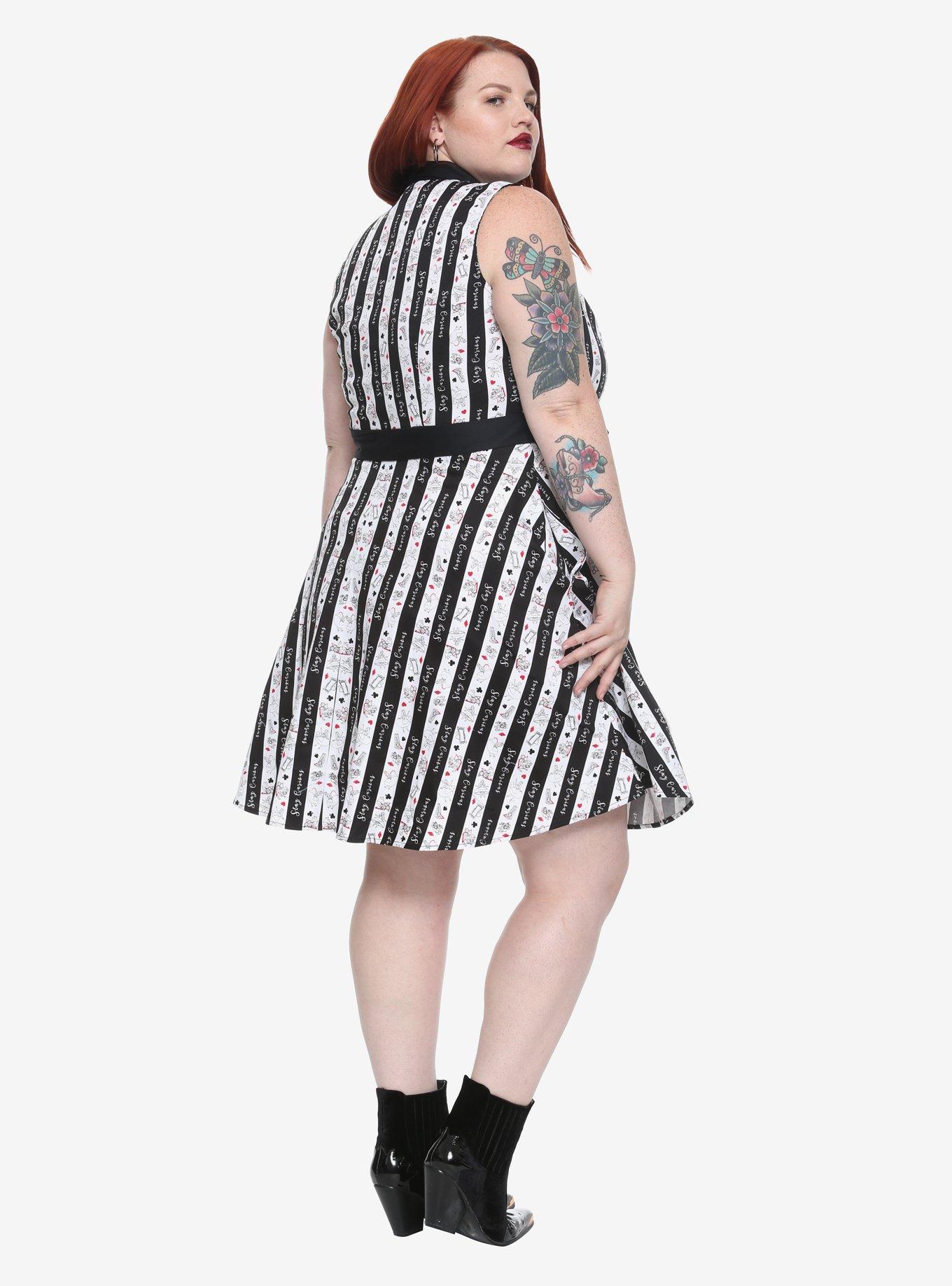 Her Universe Disney Alice In Wonderland Striped Fit & Flare Dress Plus Size, , alternate