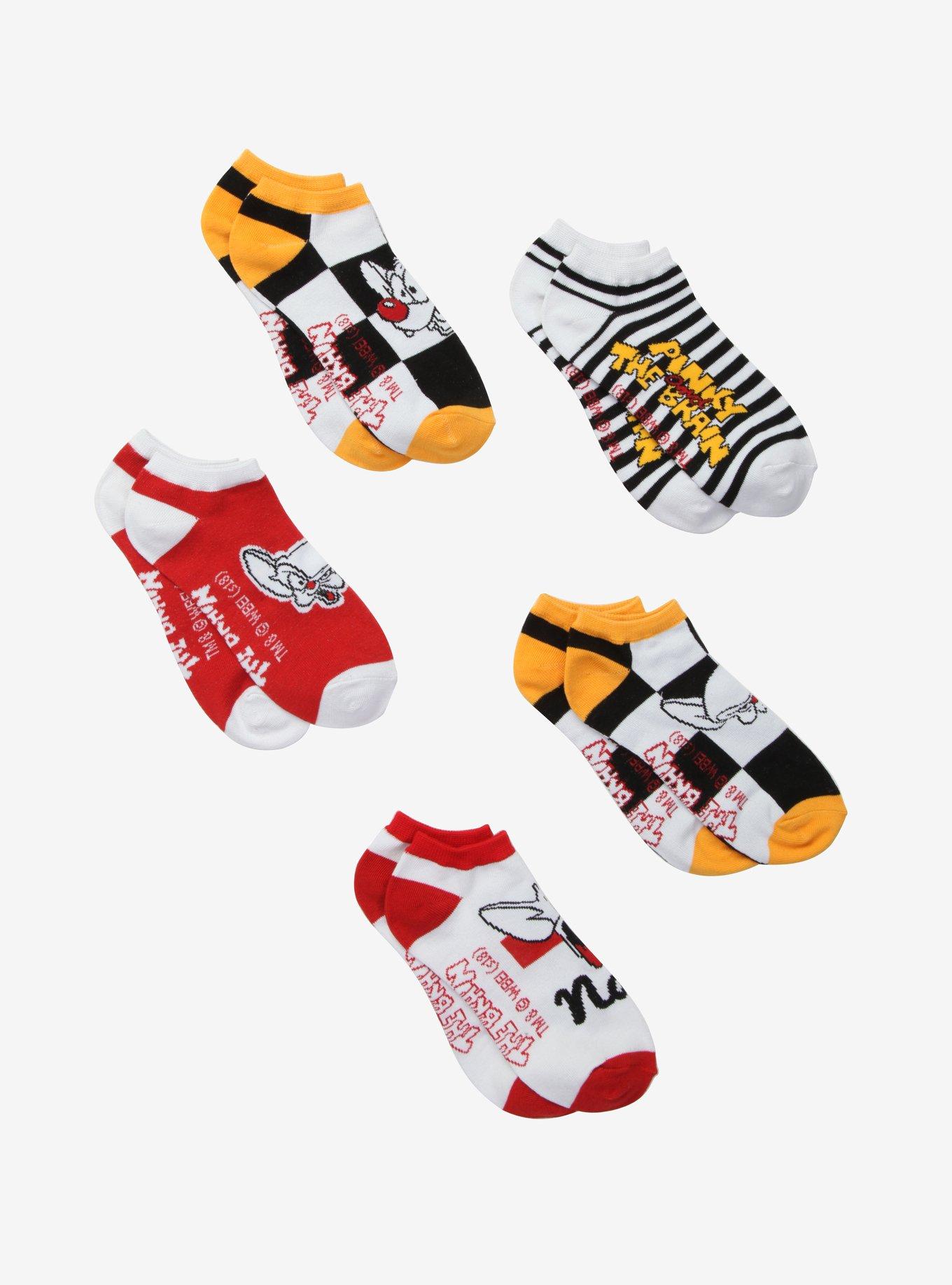 Pinky And The Brain No-Show Socks 5 Pair, , alternate