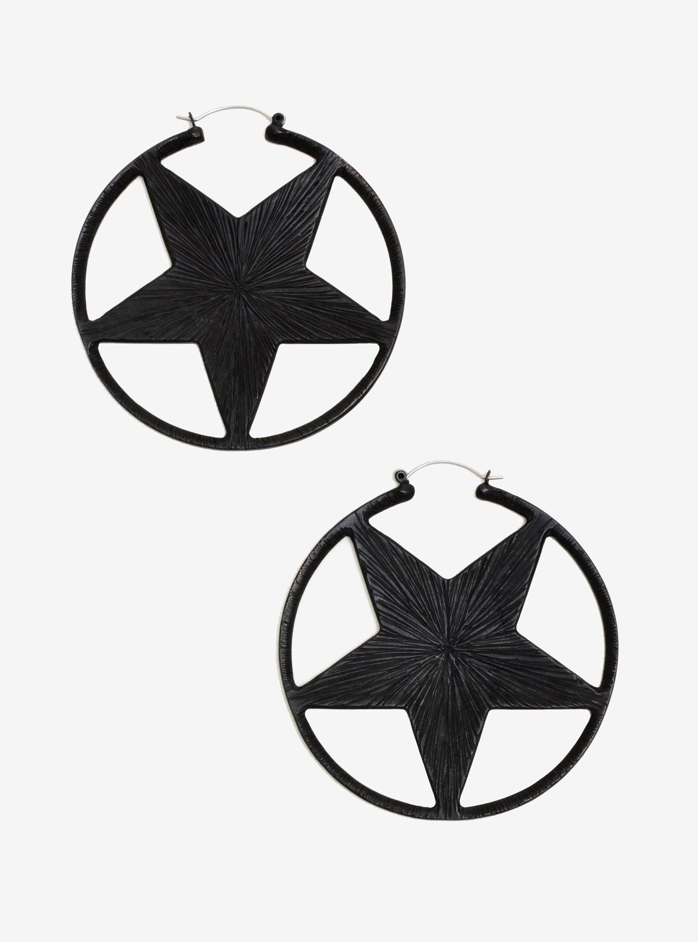 BlackCraft Baphomet Hoop Earrings Hot Topic Exclusive, , alternate