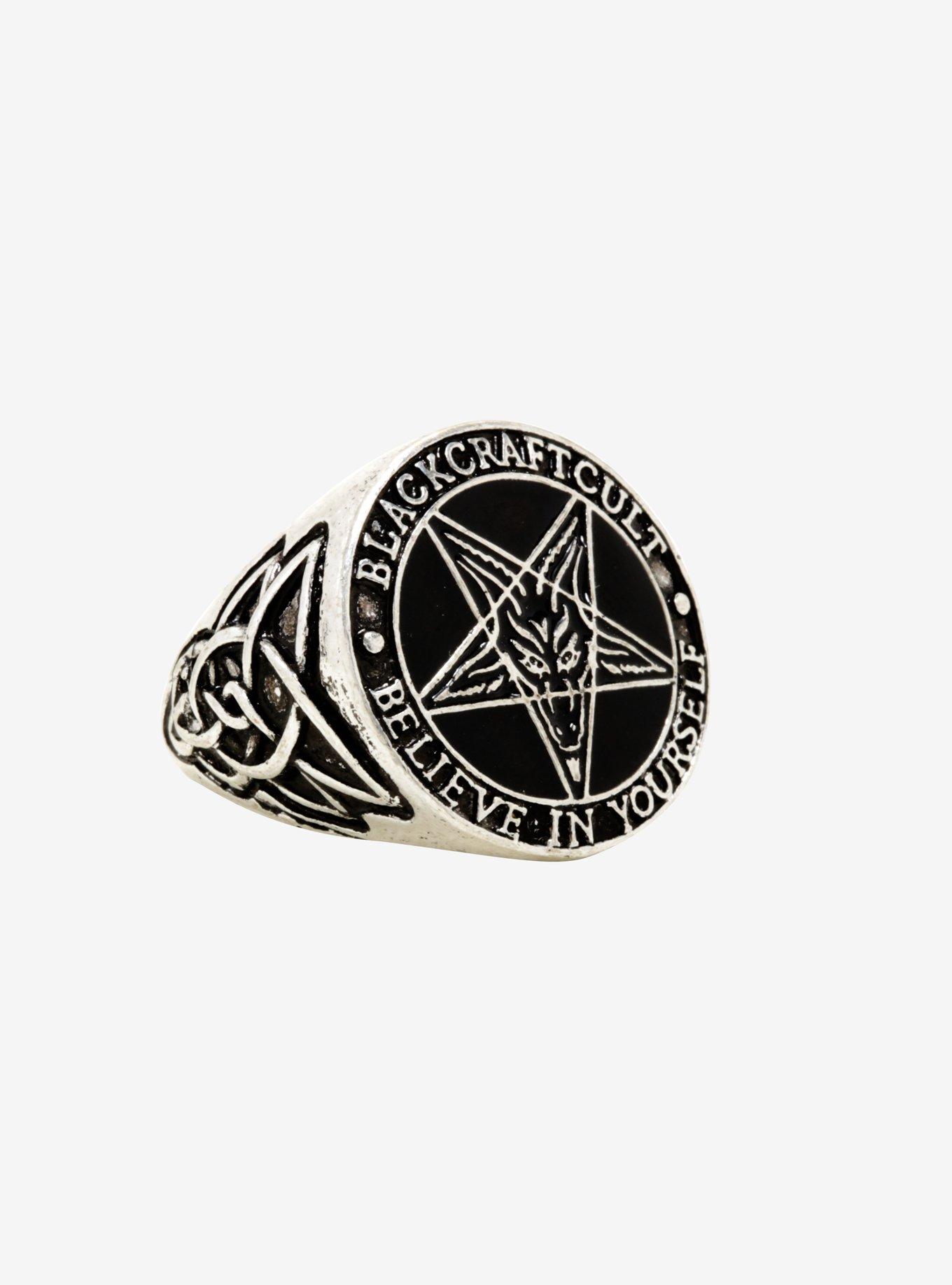 BlackCraft Baphomet Logo Men's Ring Hot Topic Exclusive, , alternate