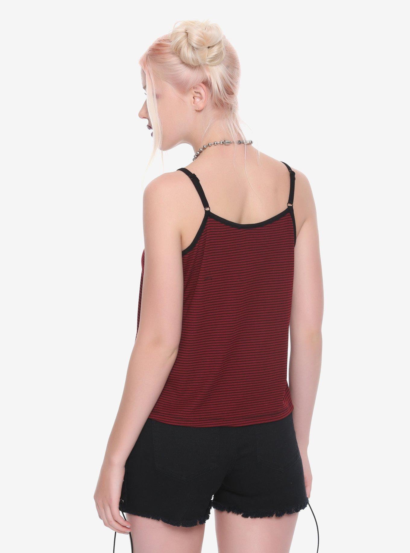 Black & Burgundy Striped Cherry Tank Top, , alternate