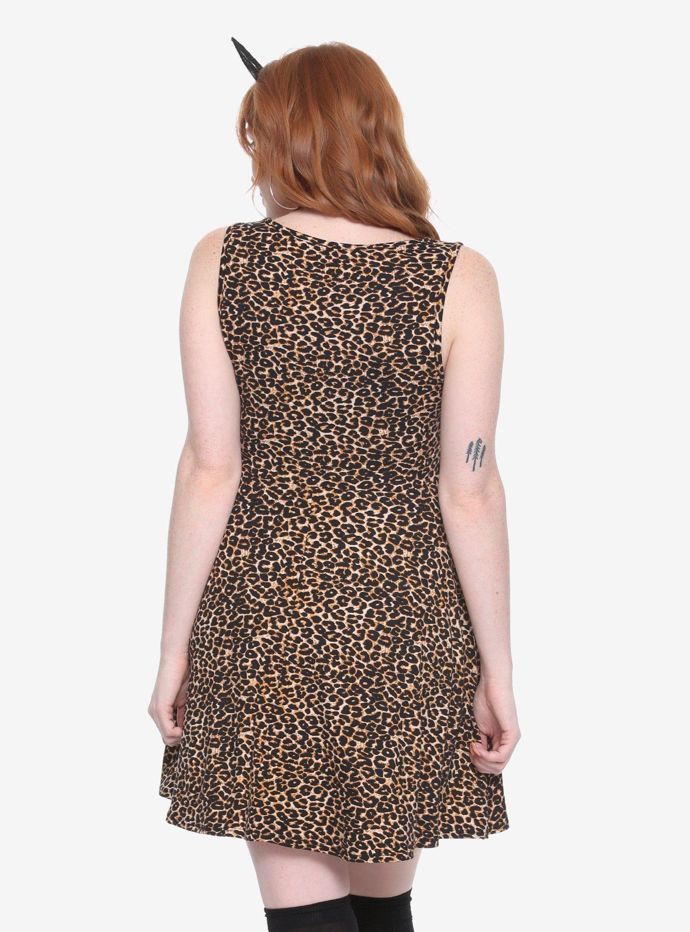 Leopard Print Skater Dress, MULTI, alternate