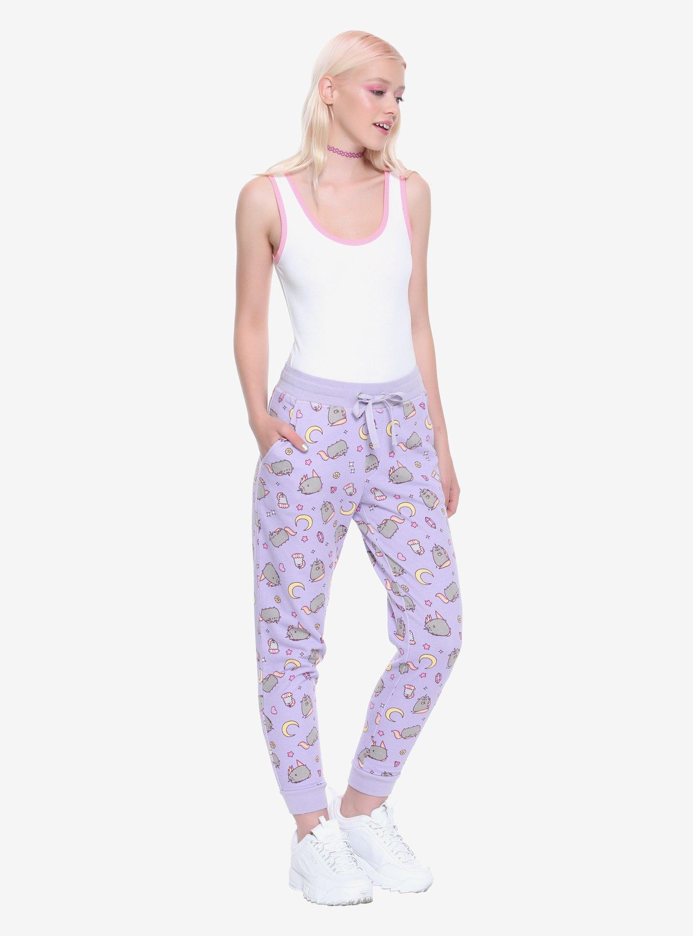 Pusheen Lavender Moon Print Girls Jogger Pants, , alternate