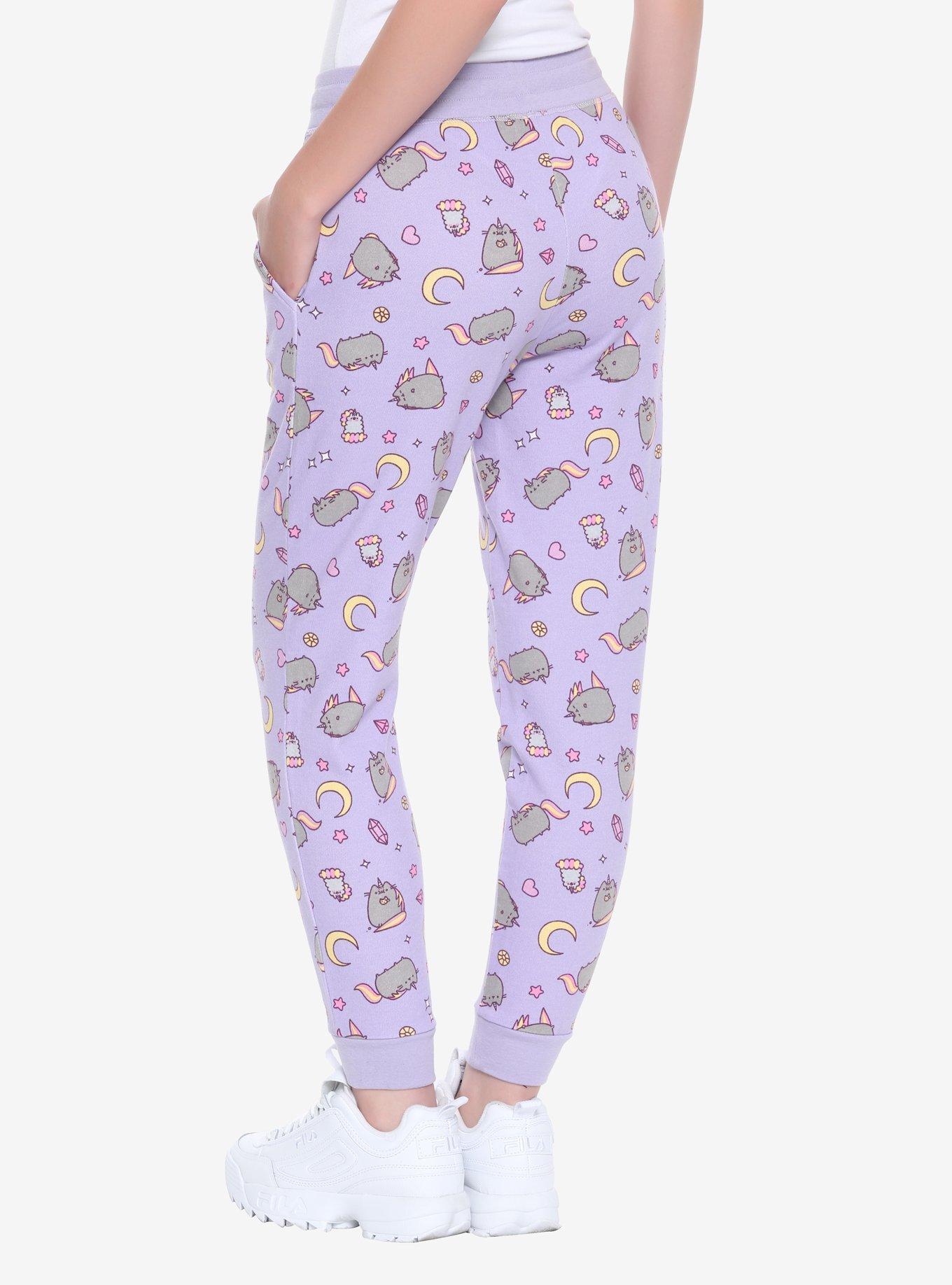 Pusheen Lavender Moon Print Girls Jogger Pants, , alternate
