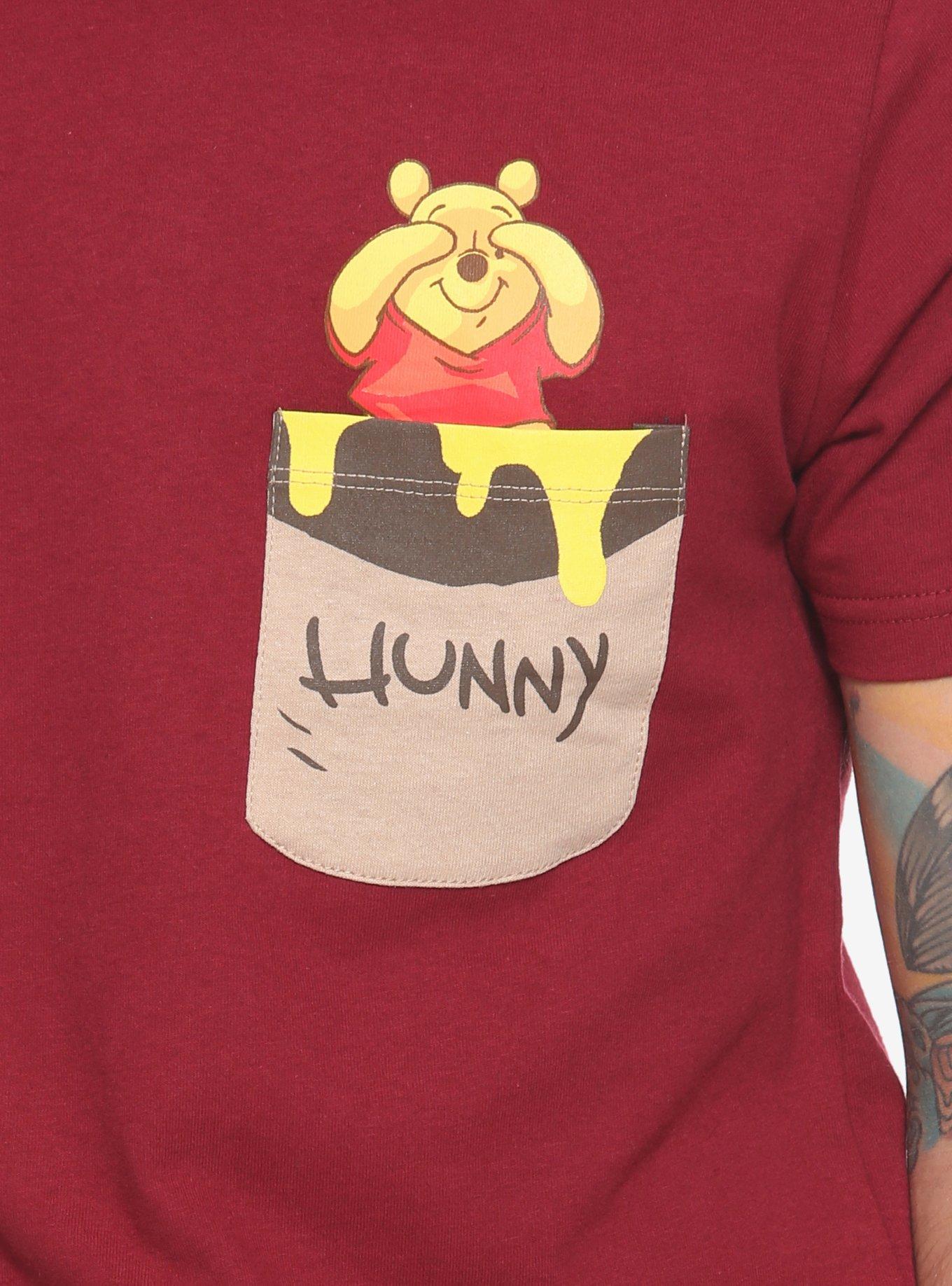 Disney Winnie The Pooh Hunny Pocket T-Shirt - BoxLunch Exclusive, BURGUNDY, alternate