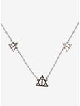 Harry Potter Deathly Hallows Hematite Petite Charm Necklace - BoxLunch Exclusive, , alternate