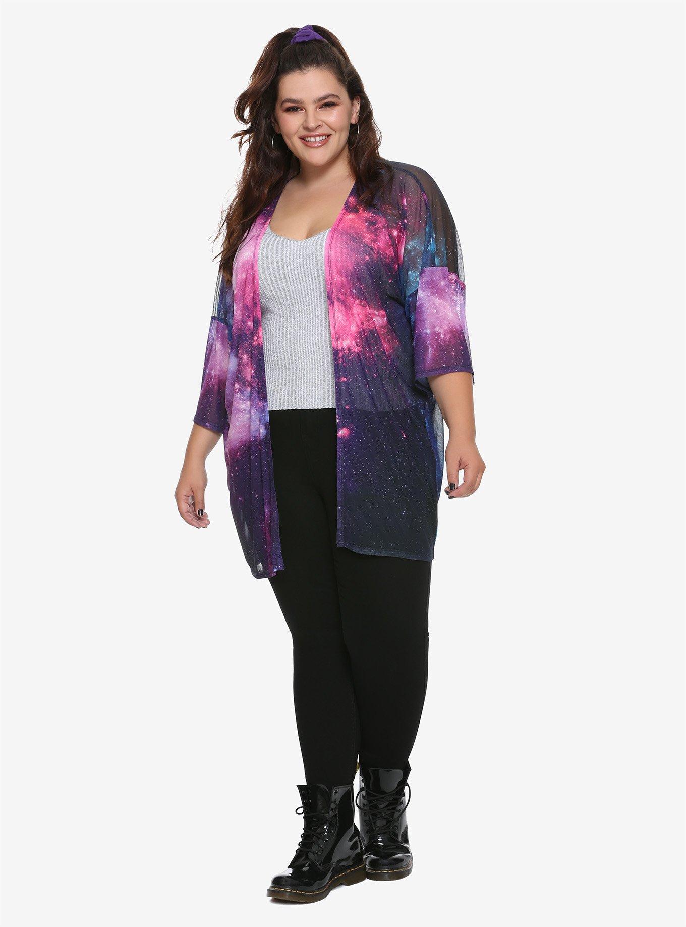 Sheer Galaxy Kimono Plus Size, , alternate