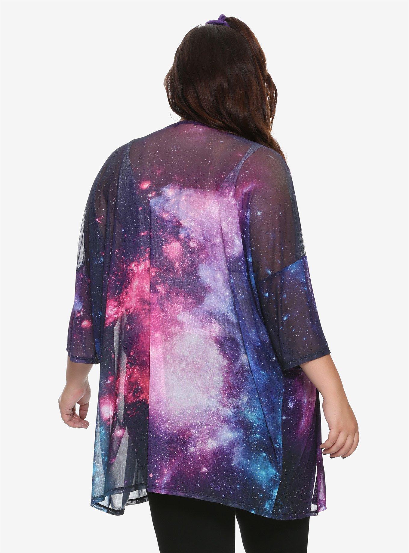 Sheer Galaxy Kimono Plus Size, , alternate