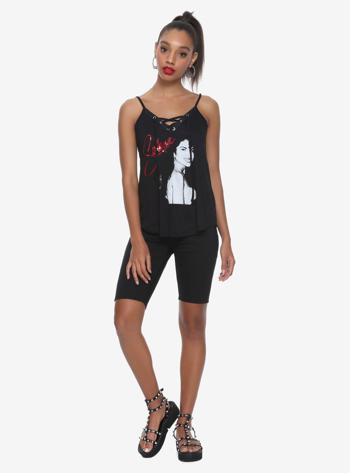 Selena Red Sequin Lace-Up Girls Cami, , alternate