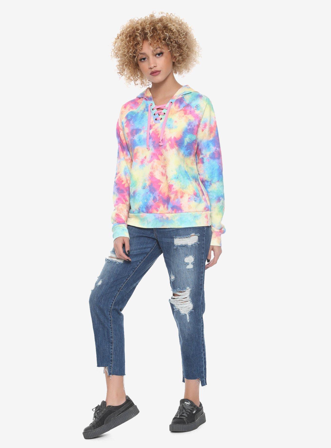 Lace-Up Tie Dye Girls Hoodie, , alternate