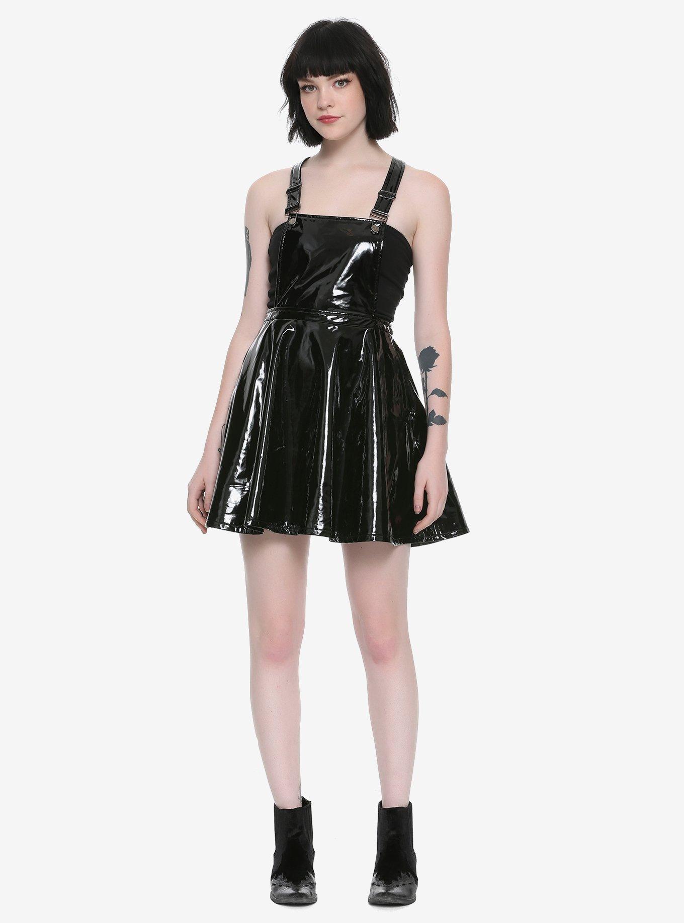 Black Faux Leather Skirtalls, , alternate