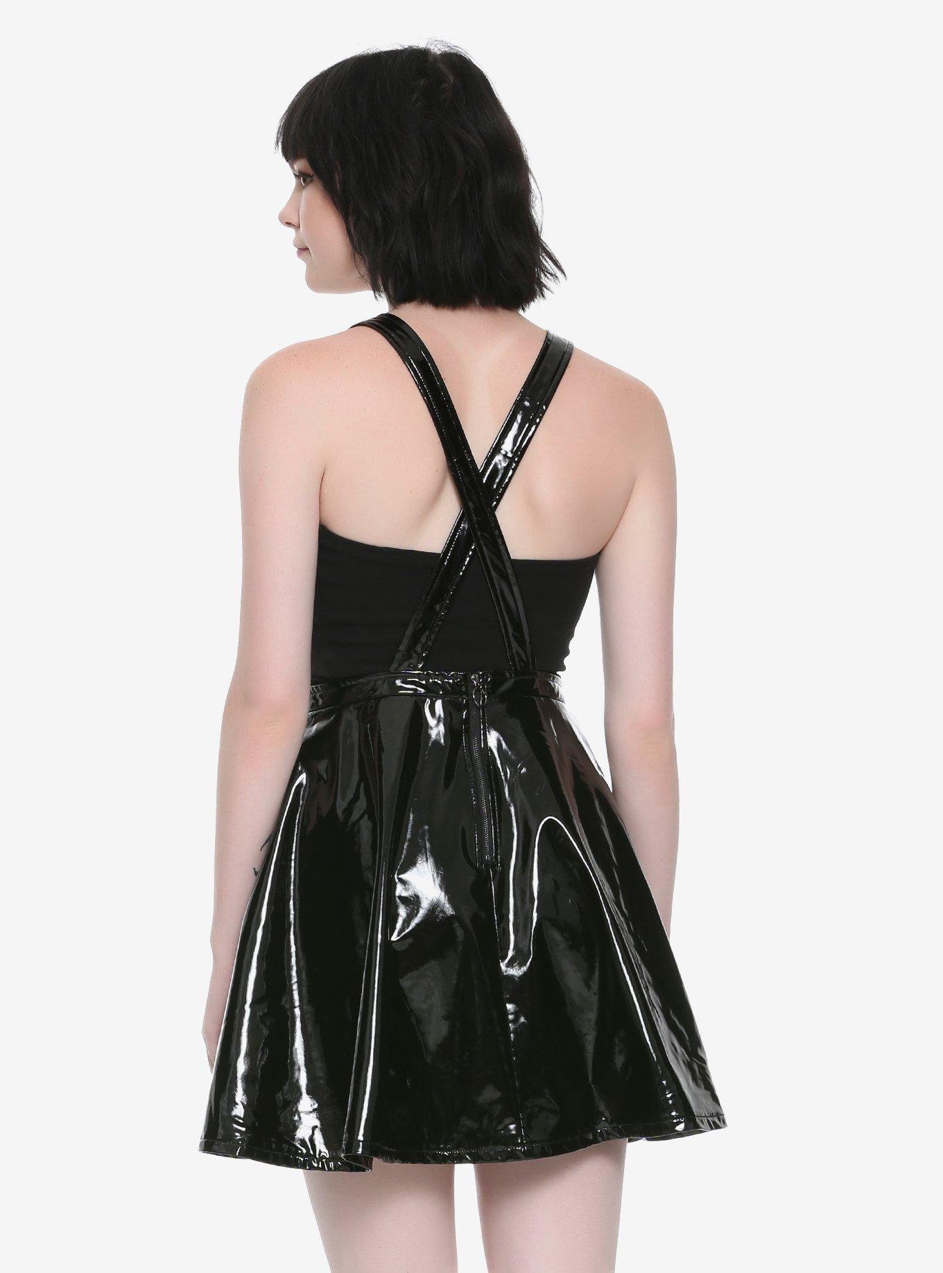 Black Faux Leather Skirtalls, , alternate