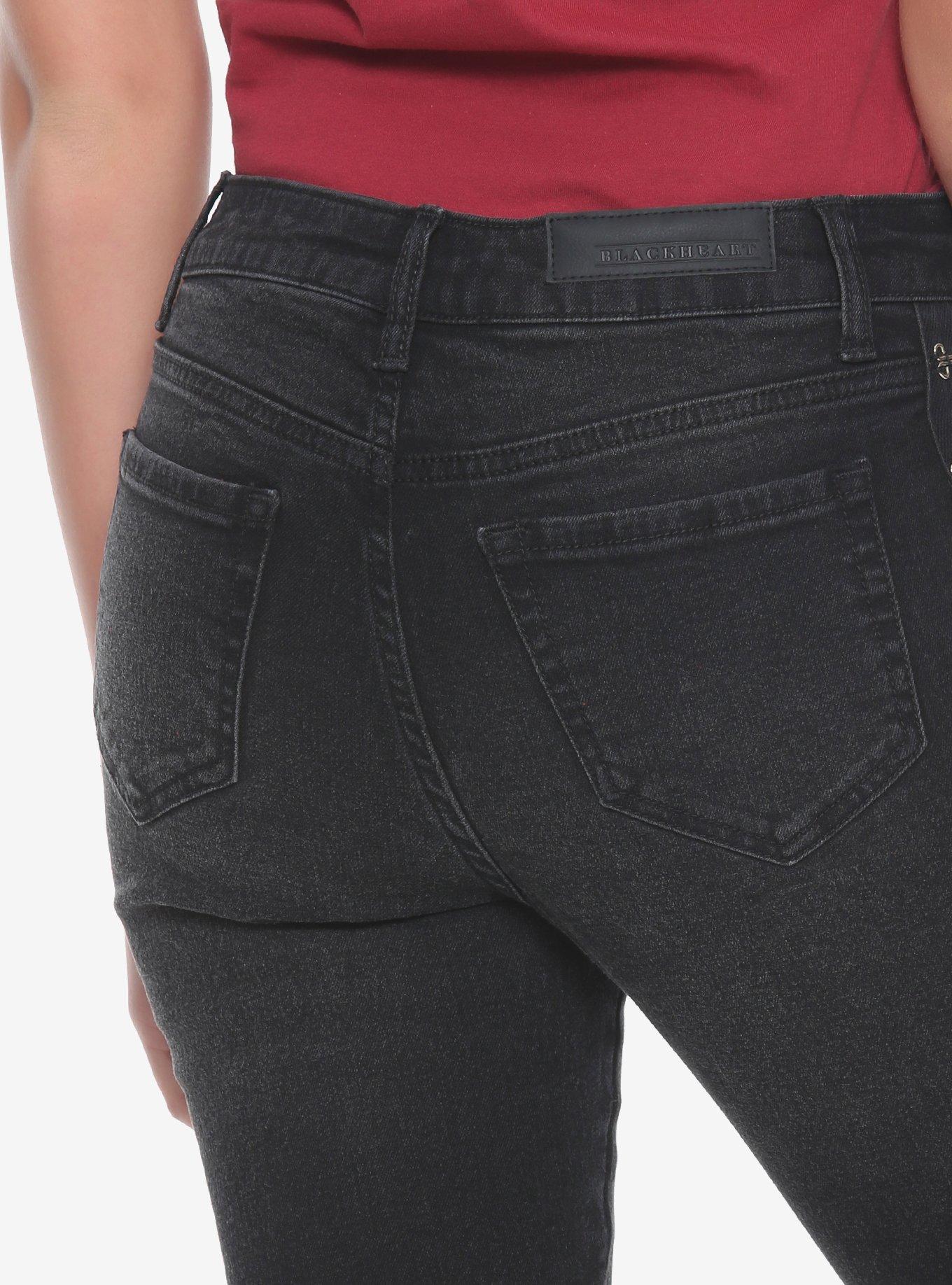 Blackheart Faded Black Silver Hook Skinny Jeans, , alternate