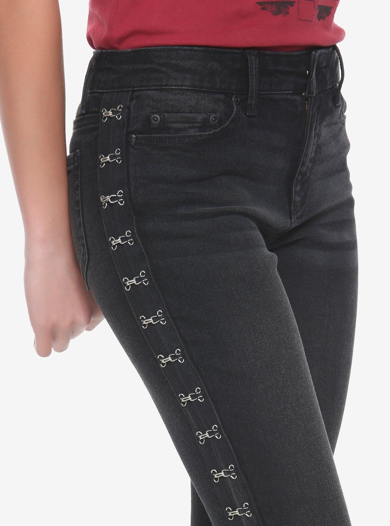 Blackheart Faded Black Silver Hook Skinny Jeans, , alternate