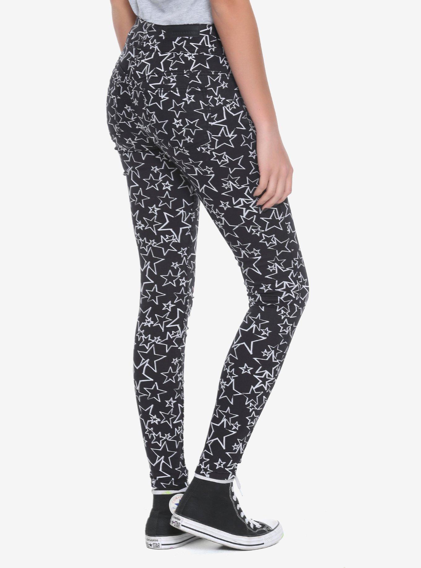 NEW! Blackheart Black & White Star Super Skinny Jeans, , alternate