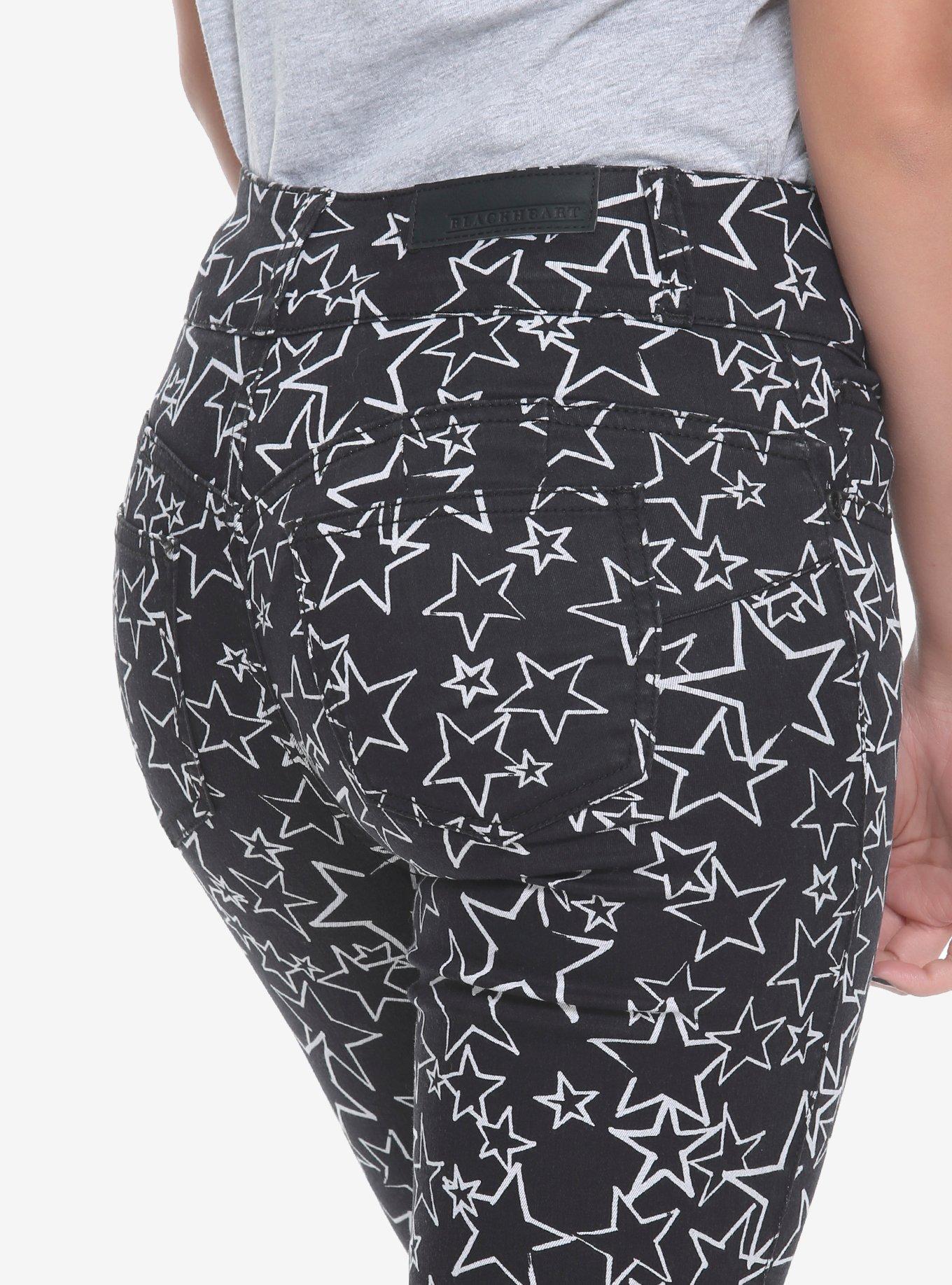 NEW! Blackheart Black & White Star Super Skinny Jeans, , alternate