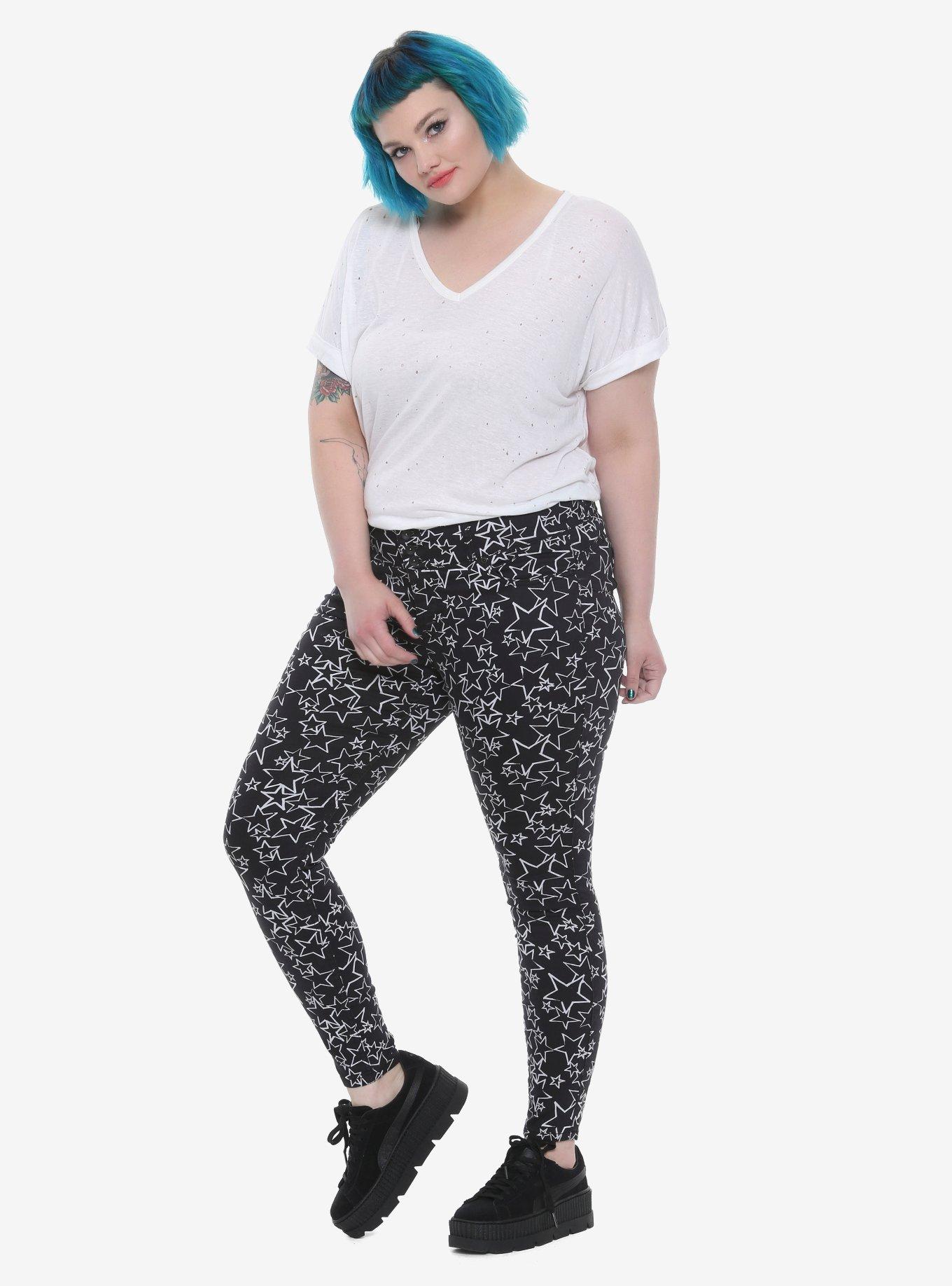 Blackheart Black & White Star Super Skinny Jeans Plus Size, STAR AWAY, alternate