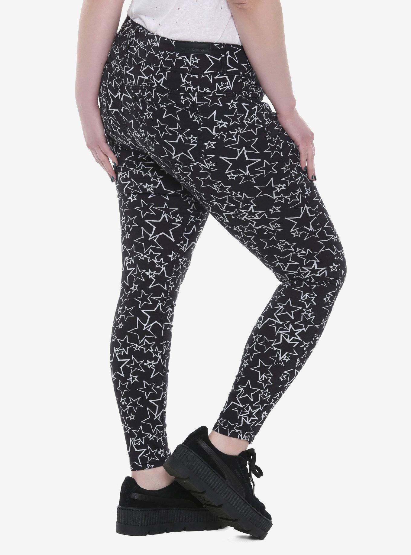 Blackheart Black & White Star Super Skinny Jeans Plus Size, STAR AWAY, alternate