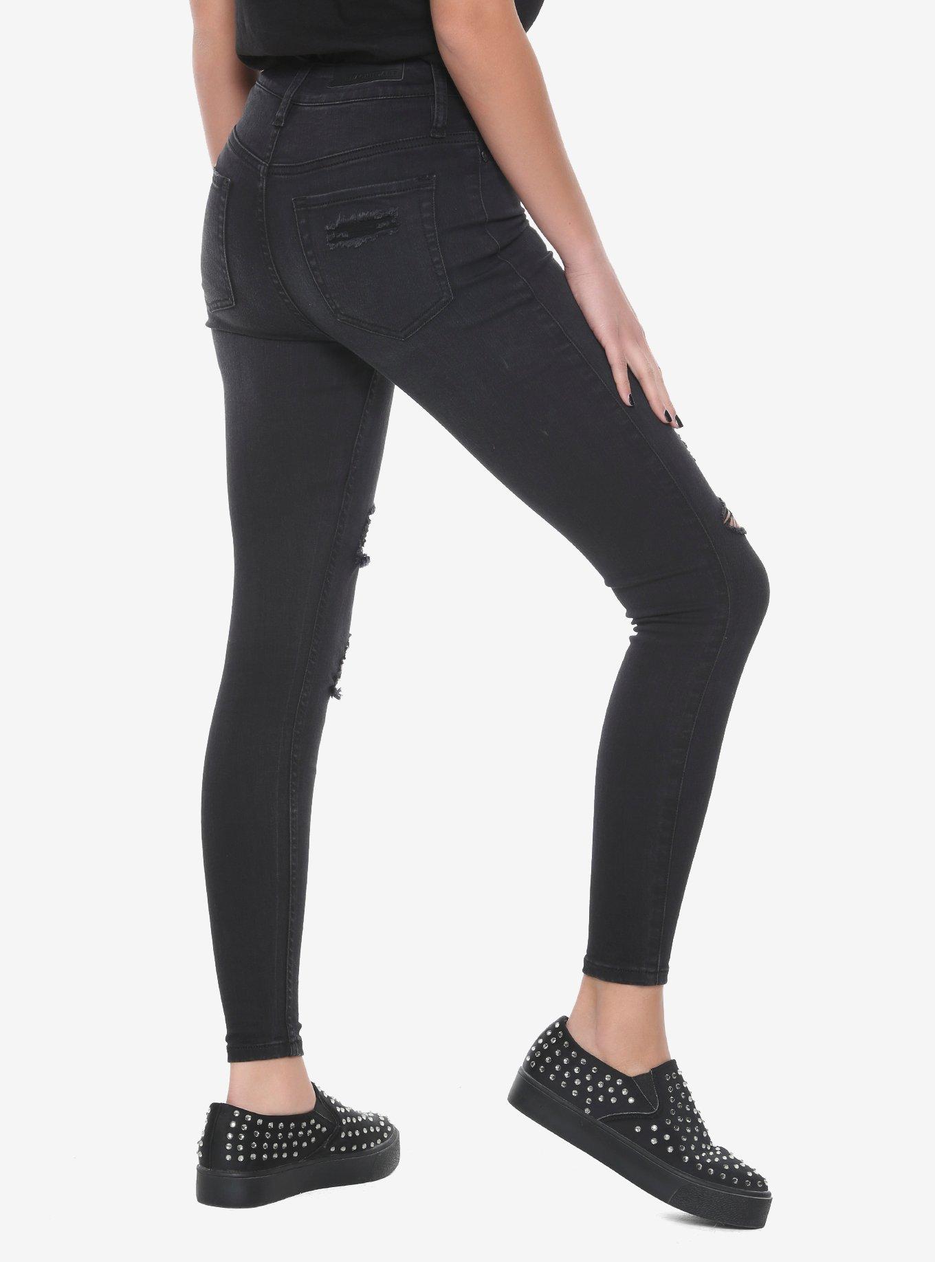 Blackheart Black Destructed Jeggings, , alternate