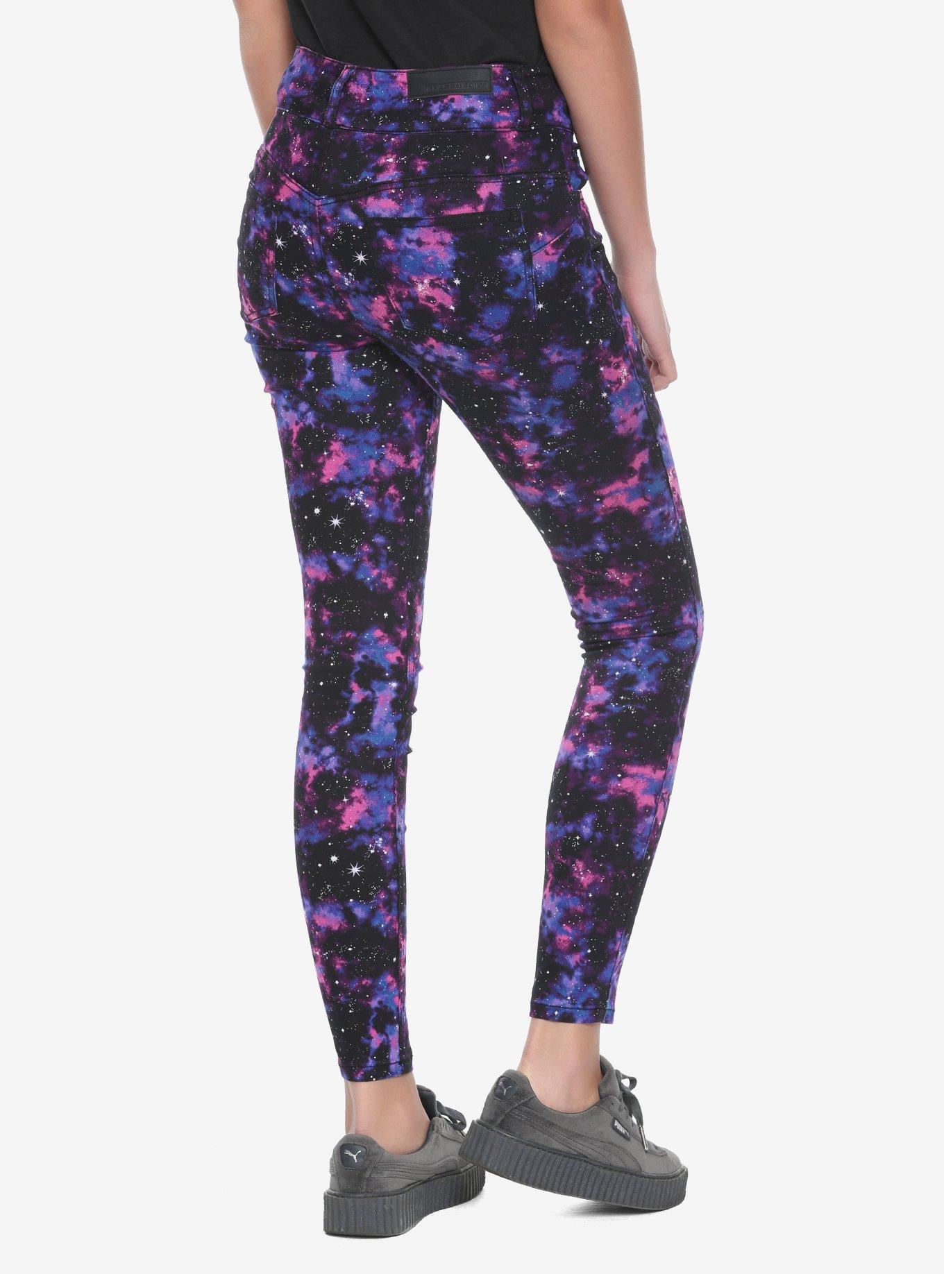 Blackheart Galaxy Print Super Skinny Jeans, , alternate