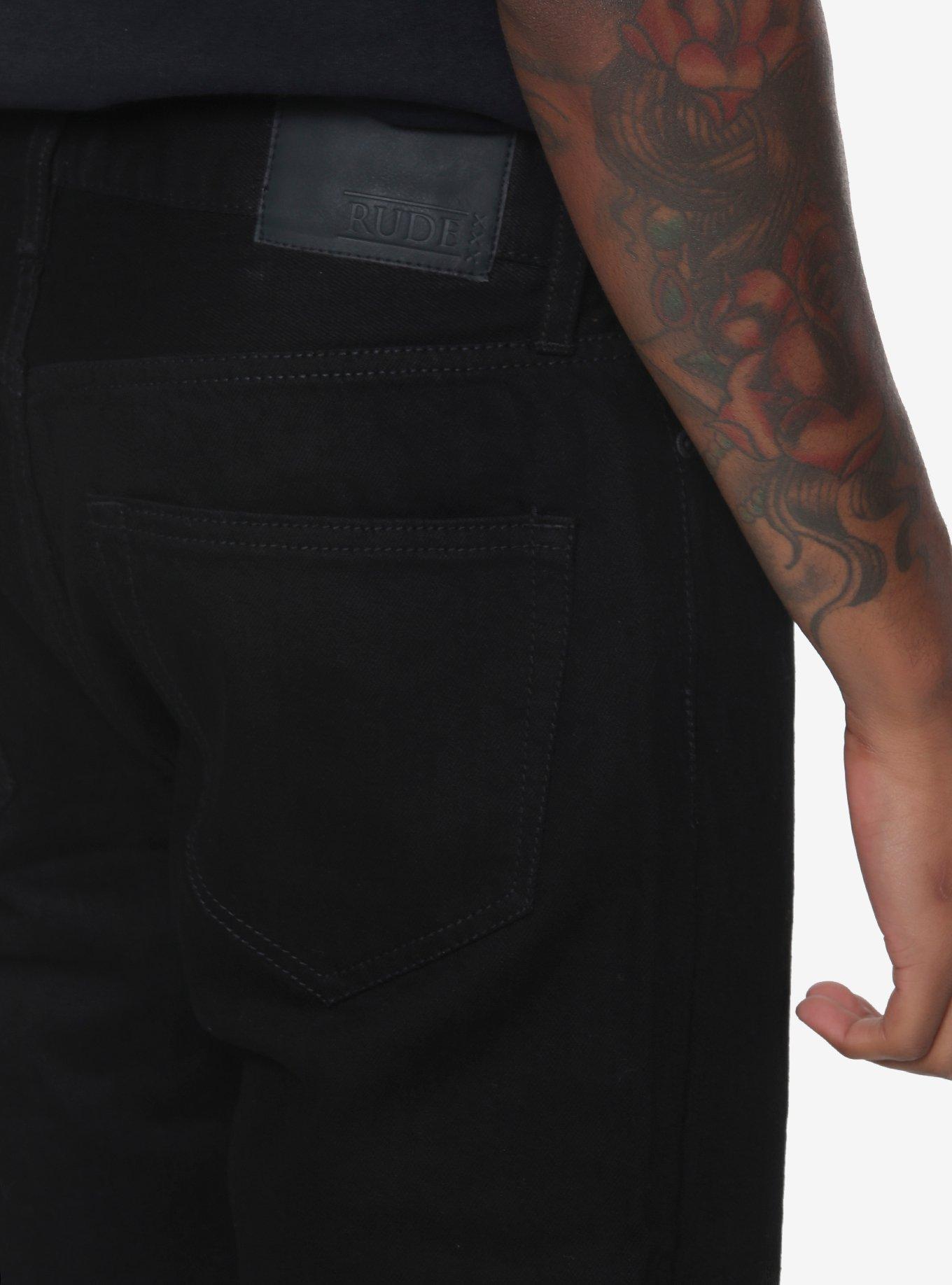 XXX RUDE 32 Inch Black Straight Leg Jeans, , alternate