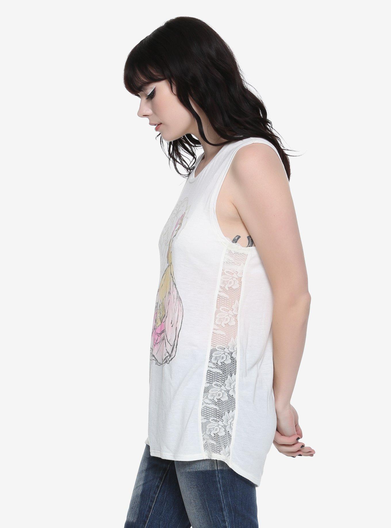 Disney Beauty And The Beast Side Lace Girls Tank Top, , alternate