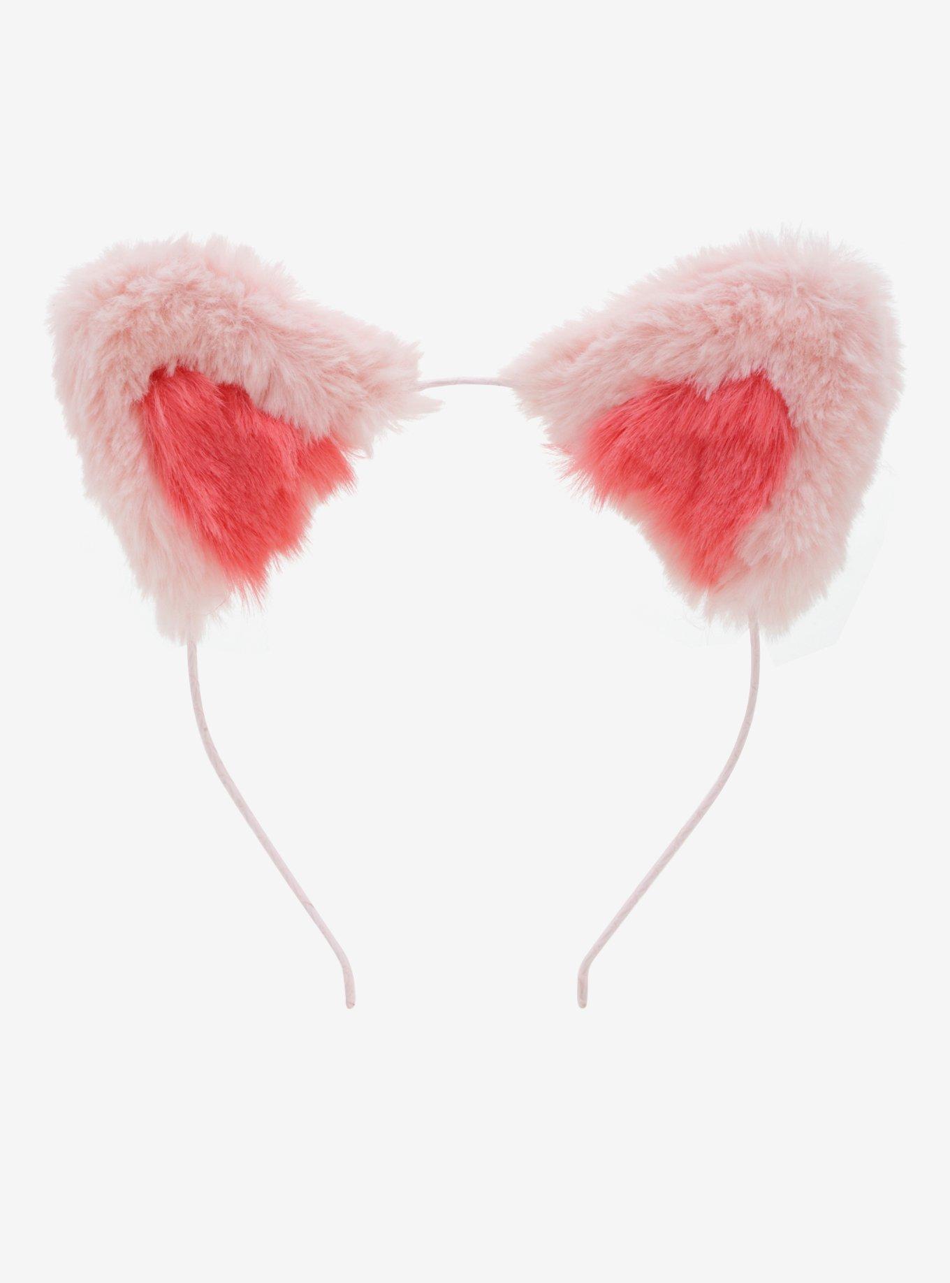 Pink Fuzzy Cat Ear Headband, , alternate