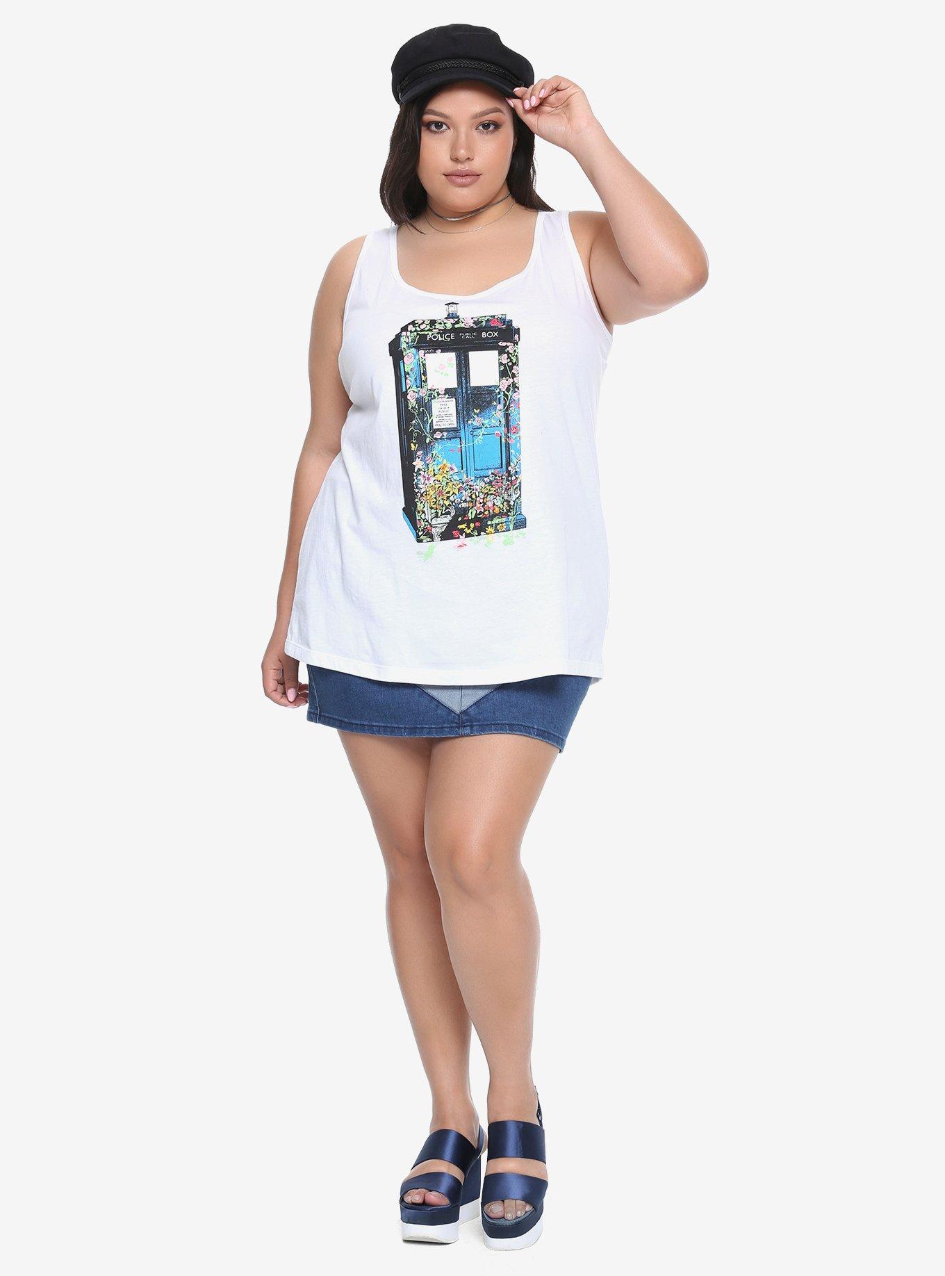 Doctor Who TARDIS Flowers Girls Tank Top Plus Size, , alternate
