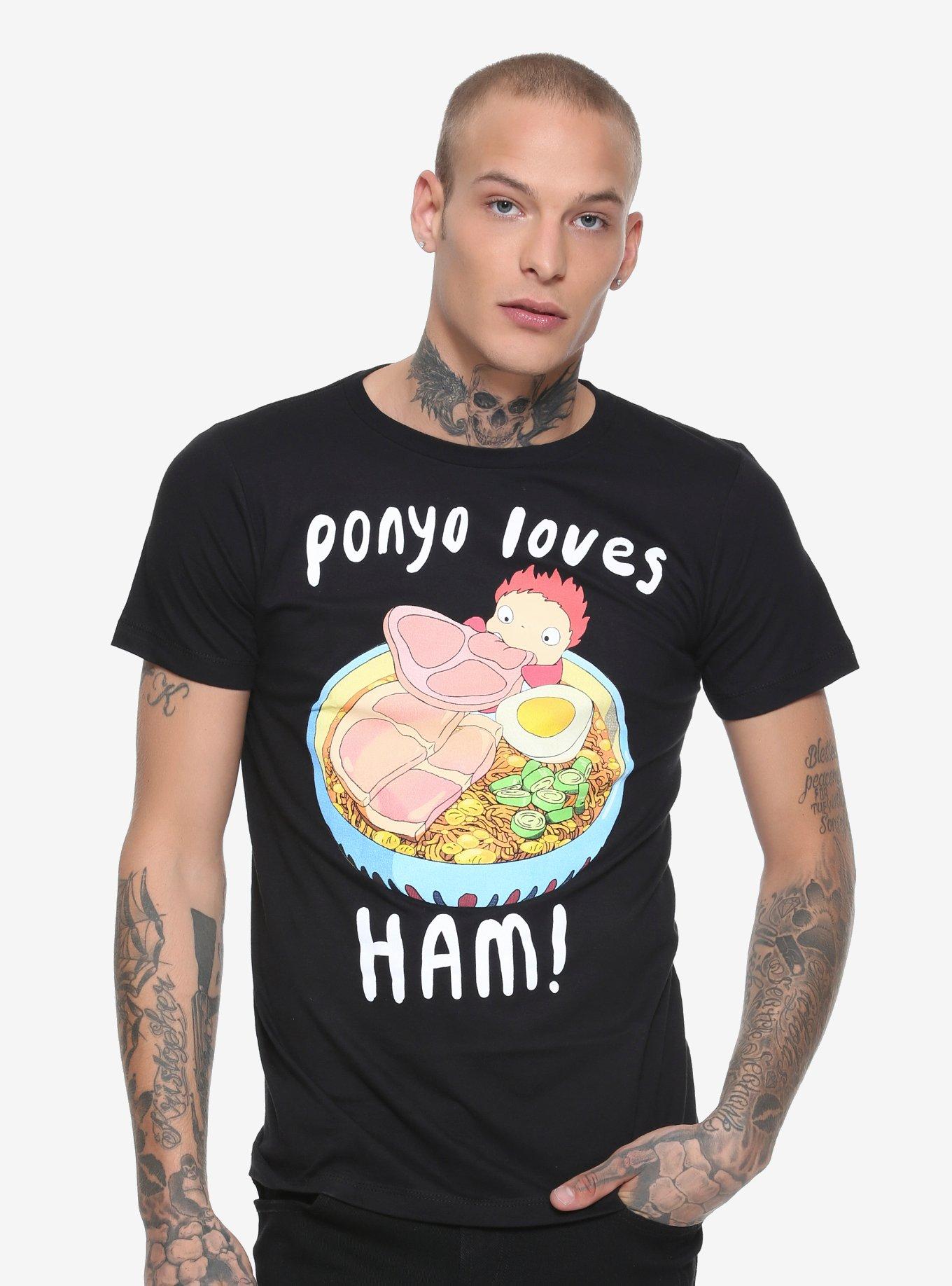 Studio Ghibli Ponyo Loves Ham T-Shirt, BLACK, alternate