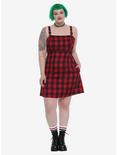 Red & Black Buffalo Plaid Buckle Strap Dress Plus Size, , alternate