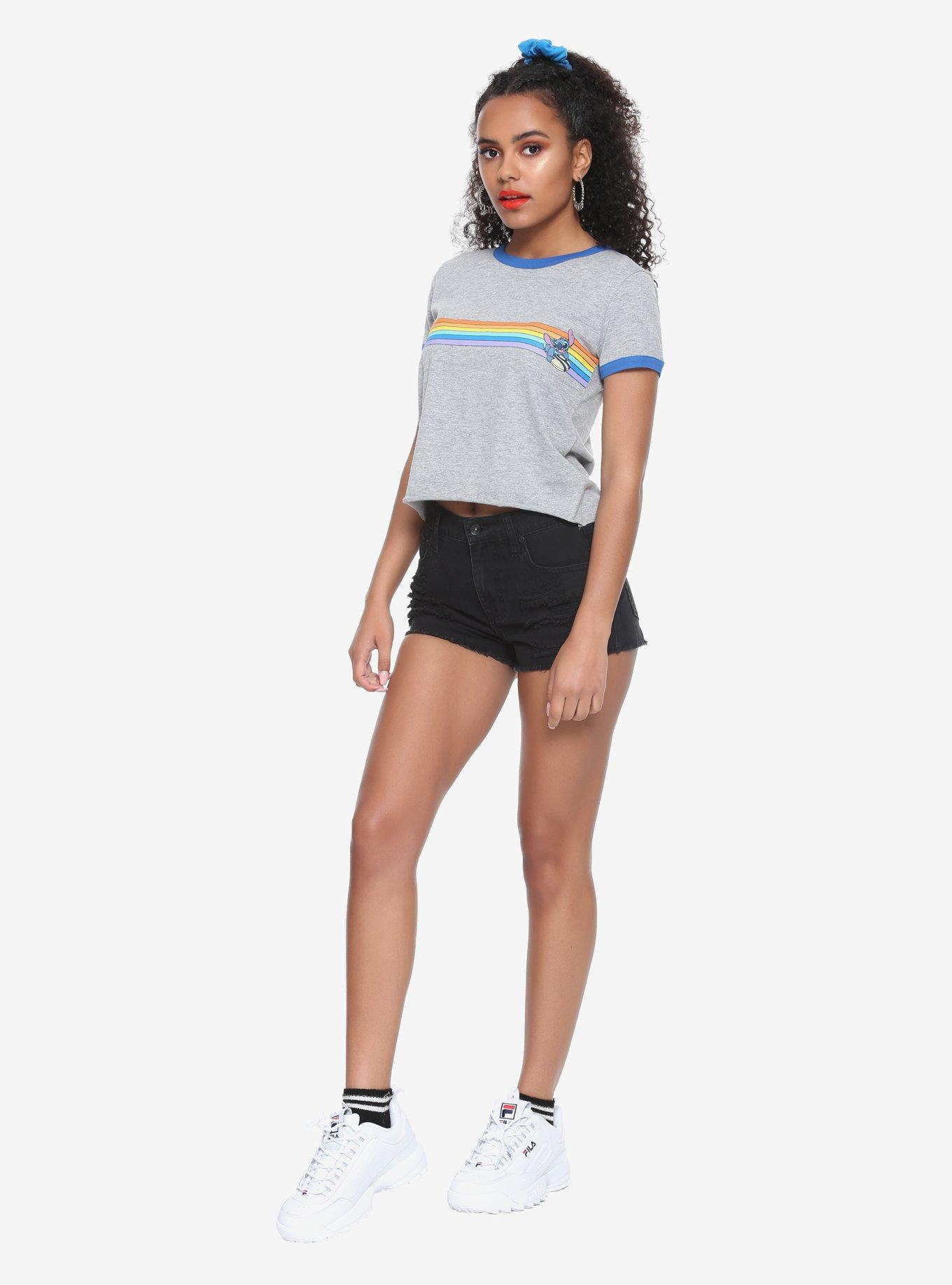 Disney Lilo & Stitch Surfing Girls Ringer Crop T-Shirt, , hi-res