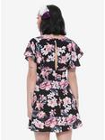 Black Floral Flutter Sleeve Dress, , alternate
