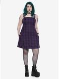 Purple & Black Plaid Buckle Strap Dress Plus Size, , alternate