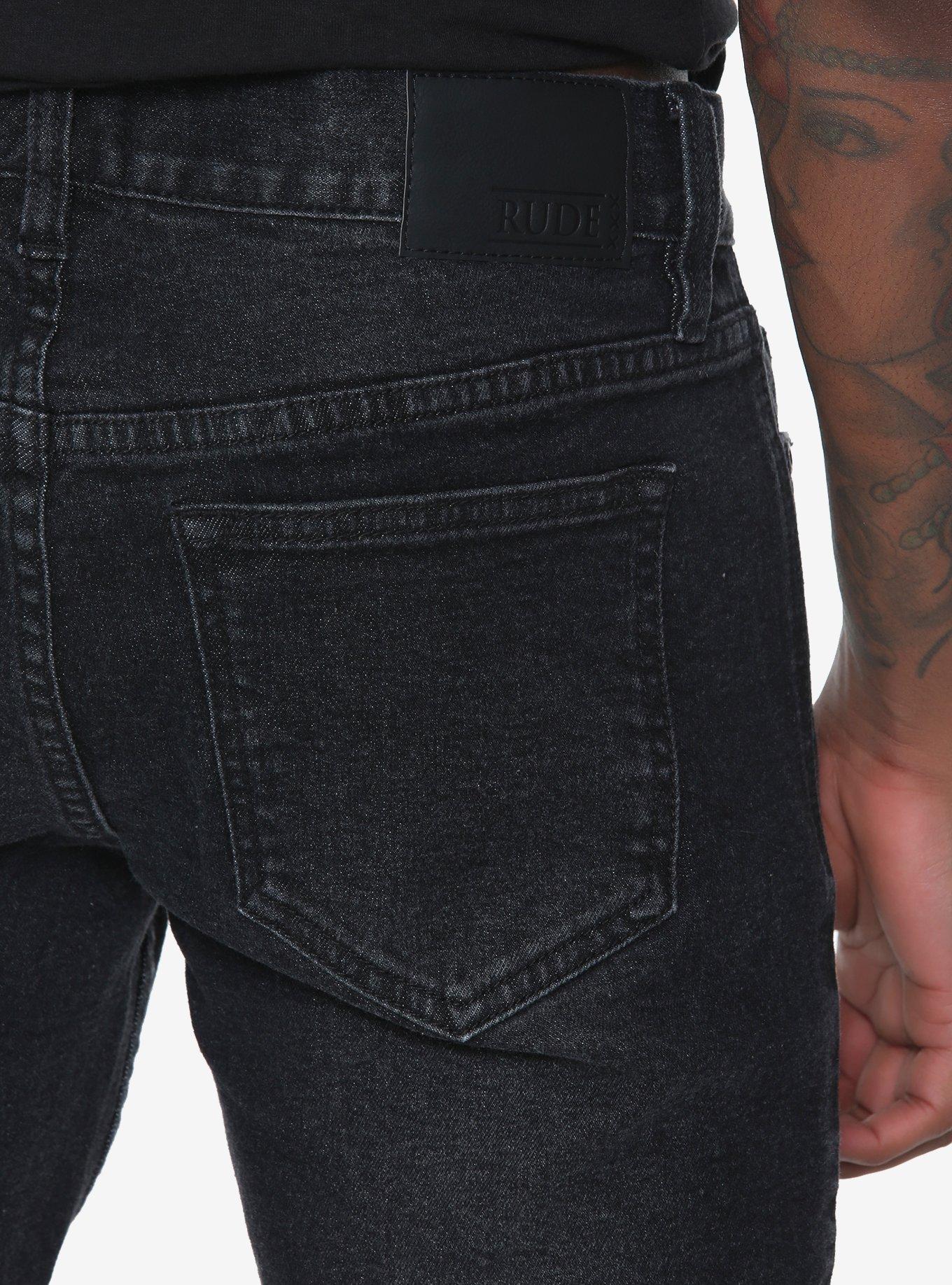 XXX RUDE 32 Inch Inseam Faded Black Ultra Destructed Skinny Jeans, BLACK, alternate