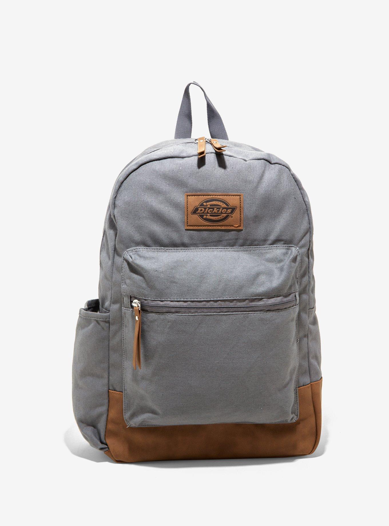 Dickies Grey & Brown Faux Leather Bottom Backpack, , alternate