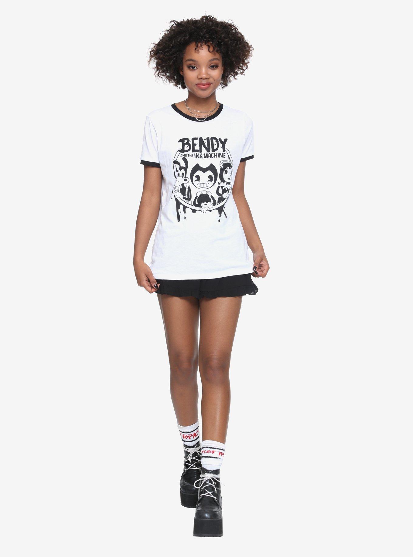 Bendy And The Ink Machine Trio Splatter Girls Ringer T-Shirt, , alternate