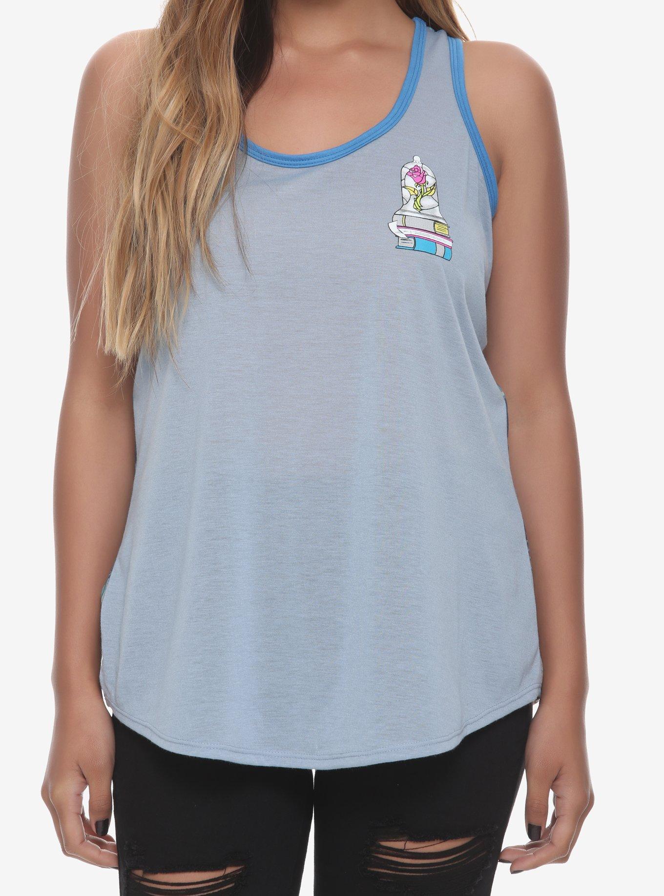 Disney Beauty And The Beast Library Girls Tank Top, BLUE, alternate