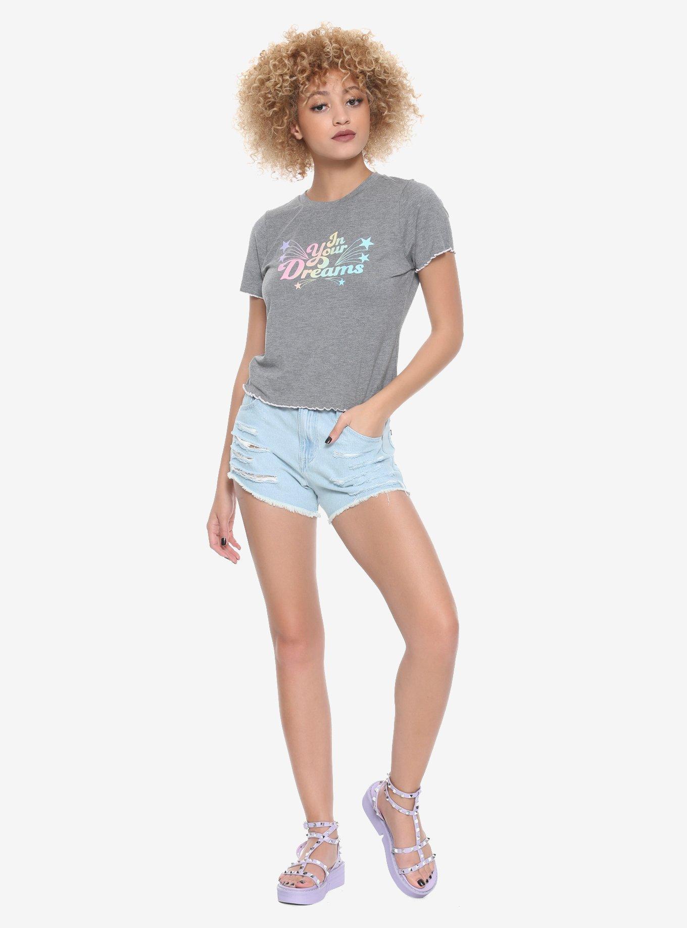 In Your Dreams Pastel Glitter Lettuce Hem T-Shirt, GREY, alternate