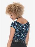 Blue Flame Ruched Girls Top, , alternate