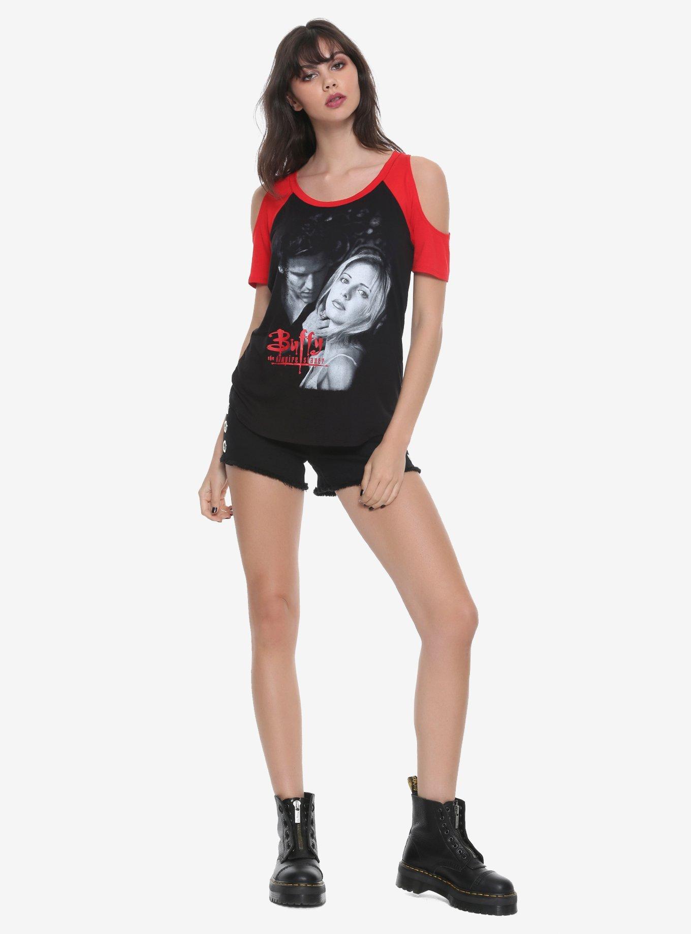 Buffy The Vampire Slayer Buffy & Angel Girls Cold Shoulder Raglan, , alternate