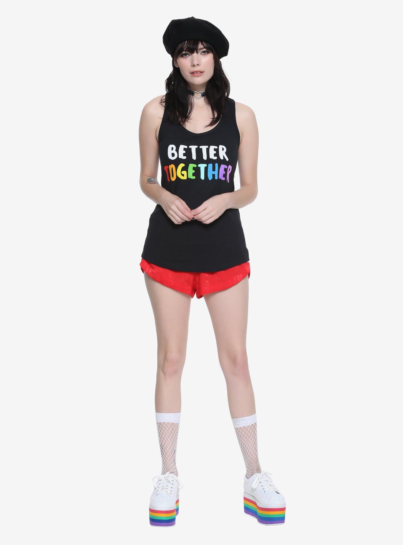 Better Together Rainbow Text Girls Tank Top, , alternate