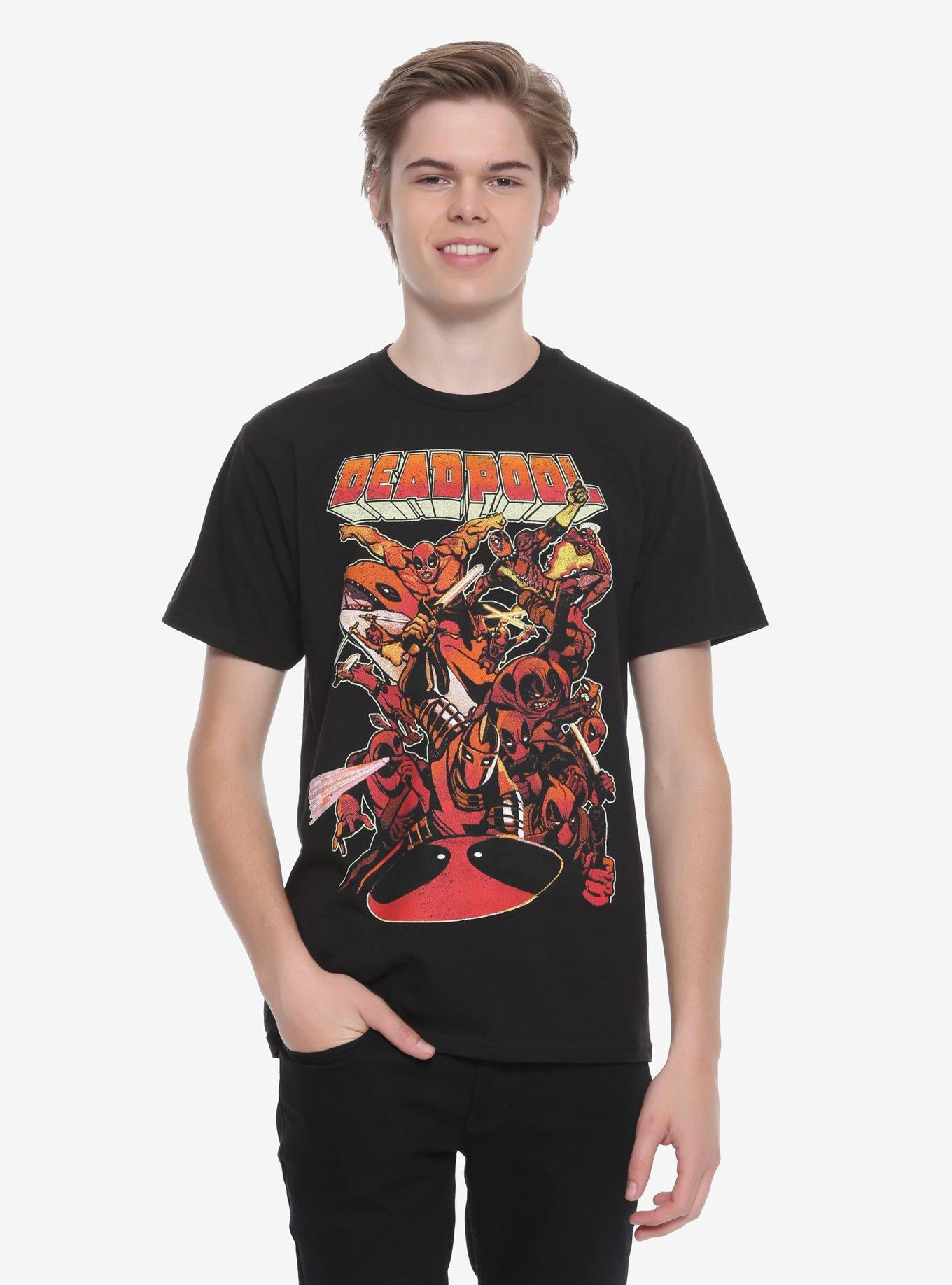 Marvel Deadpool So Many Deadpools T-Shirt Hot Topic Exclusive, BLACK, alternate