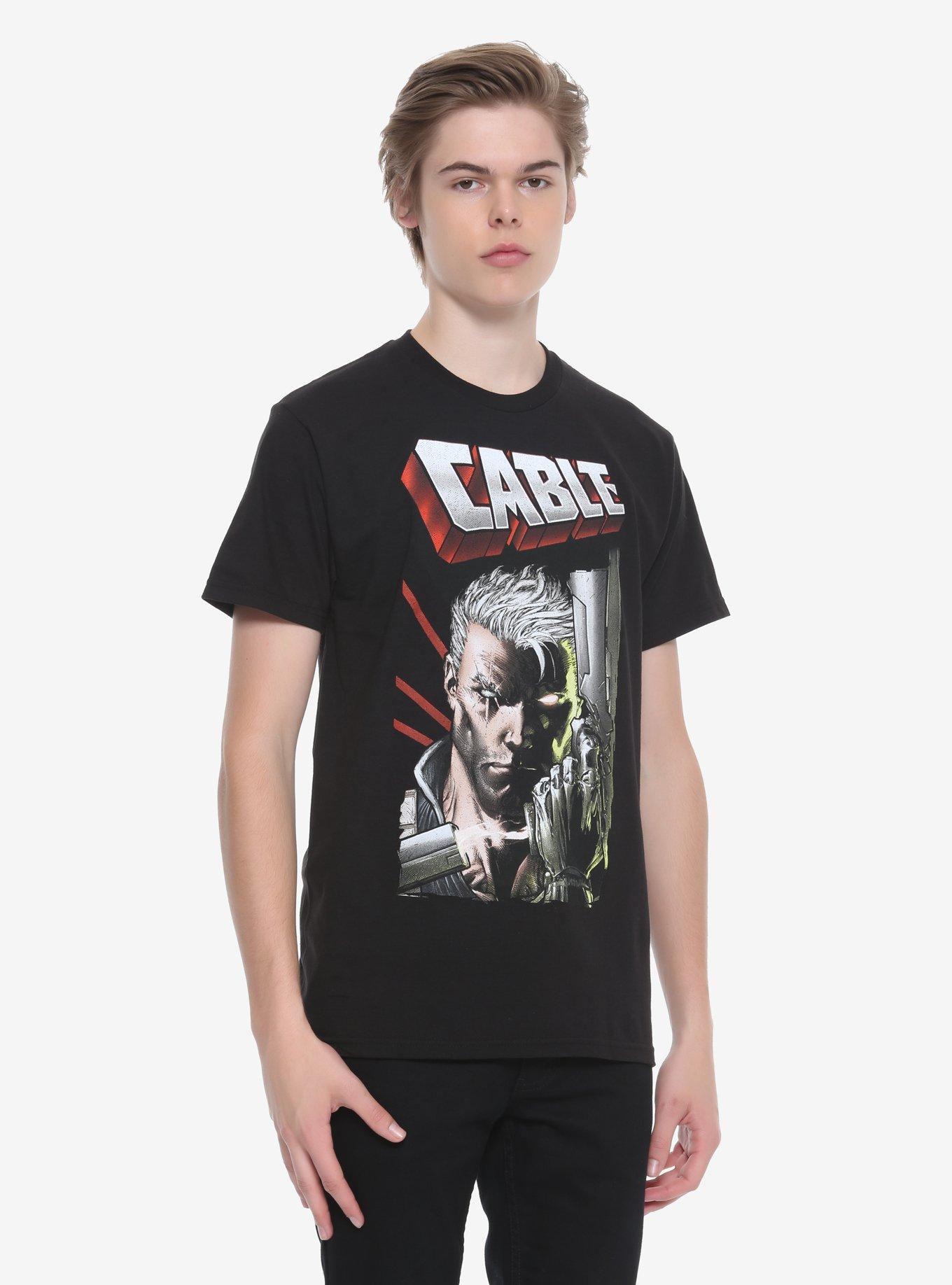 Marvel Deadpool Cable Close-Up T-Shirt Hot Topic Exclusive, BLACK, alternate