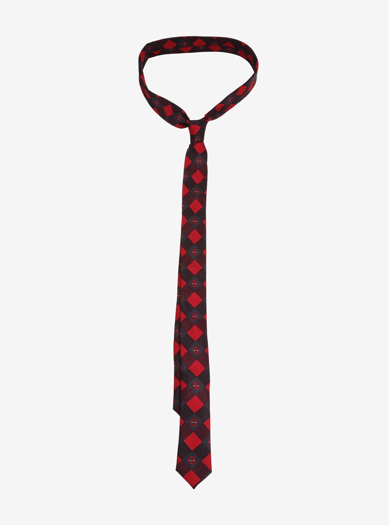 Marvel Deadpool Plaid Skinny Tie - BoxLunch Exclusive, , alternate