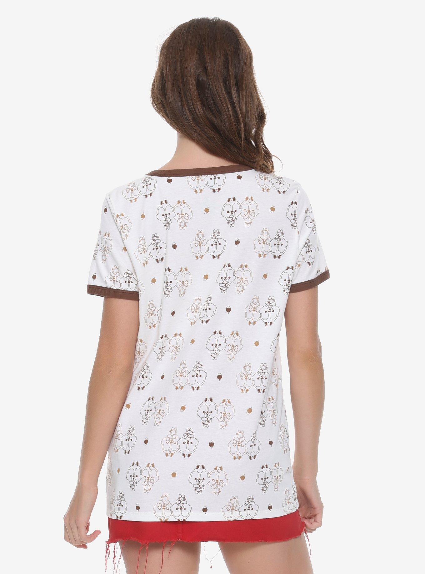 Disney Chip N Dale Tonal Allover Print Womens Ringer Tee - BoxLunch Exclusive, , alternate