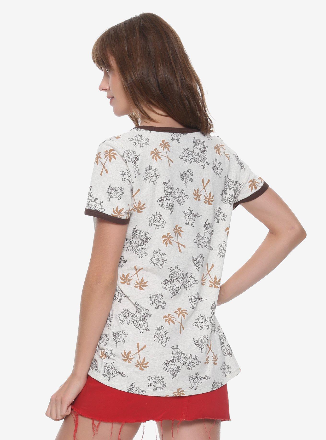 Disney Moana Kakamora Tonal Allover Print Womens Ringer Tee - BoxLunch Exclusive, , alternate