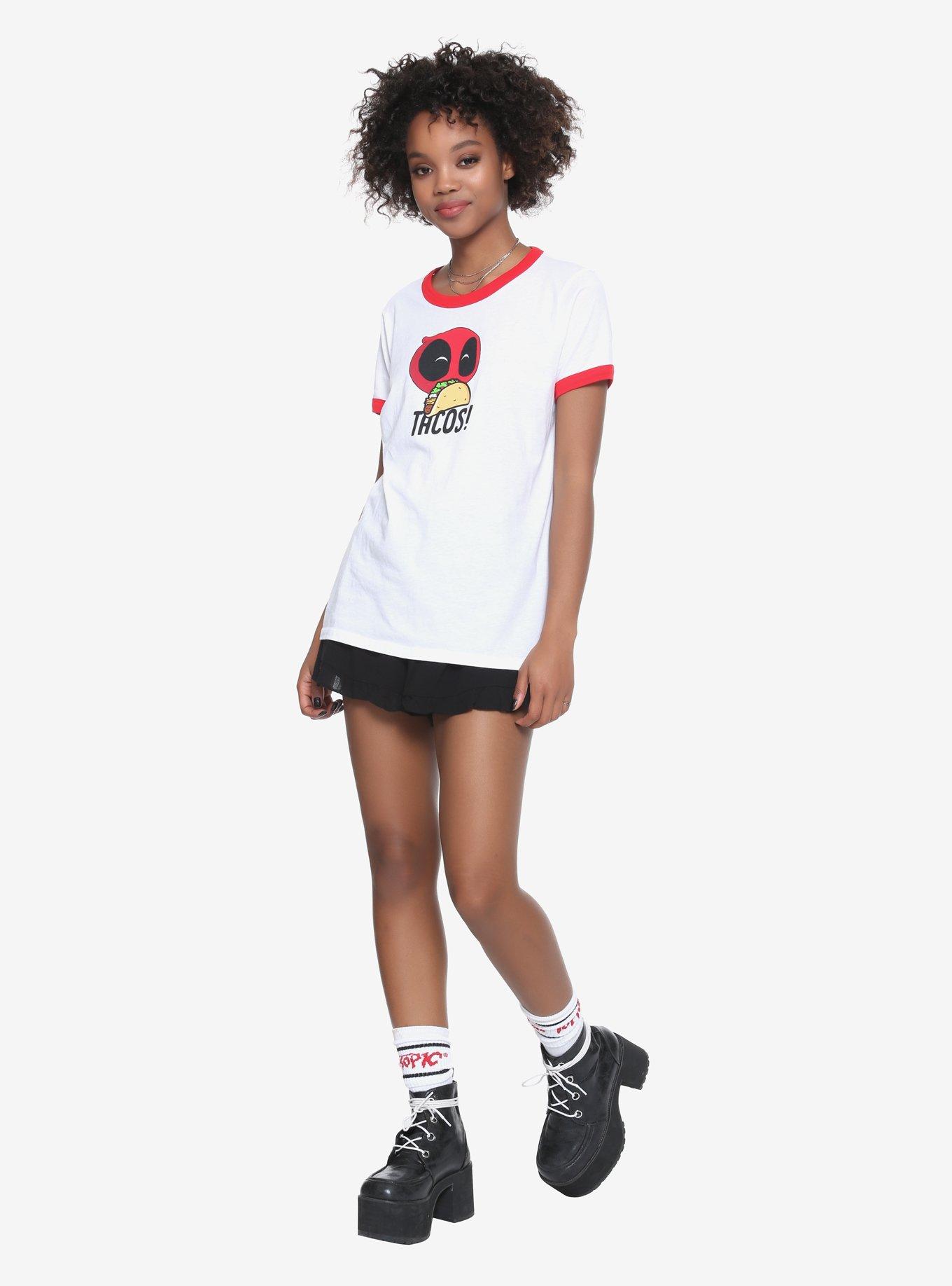 Marvel Deadpool Tacos Girls Ringer T-Shirt, , alternate