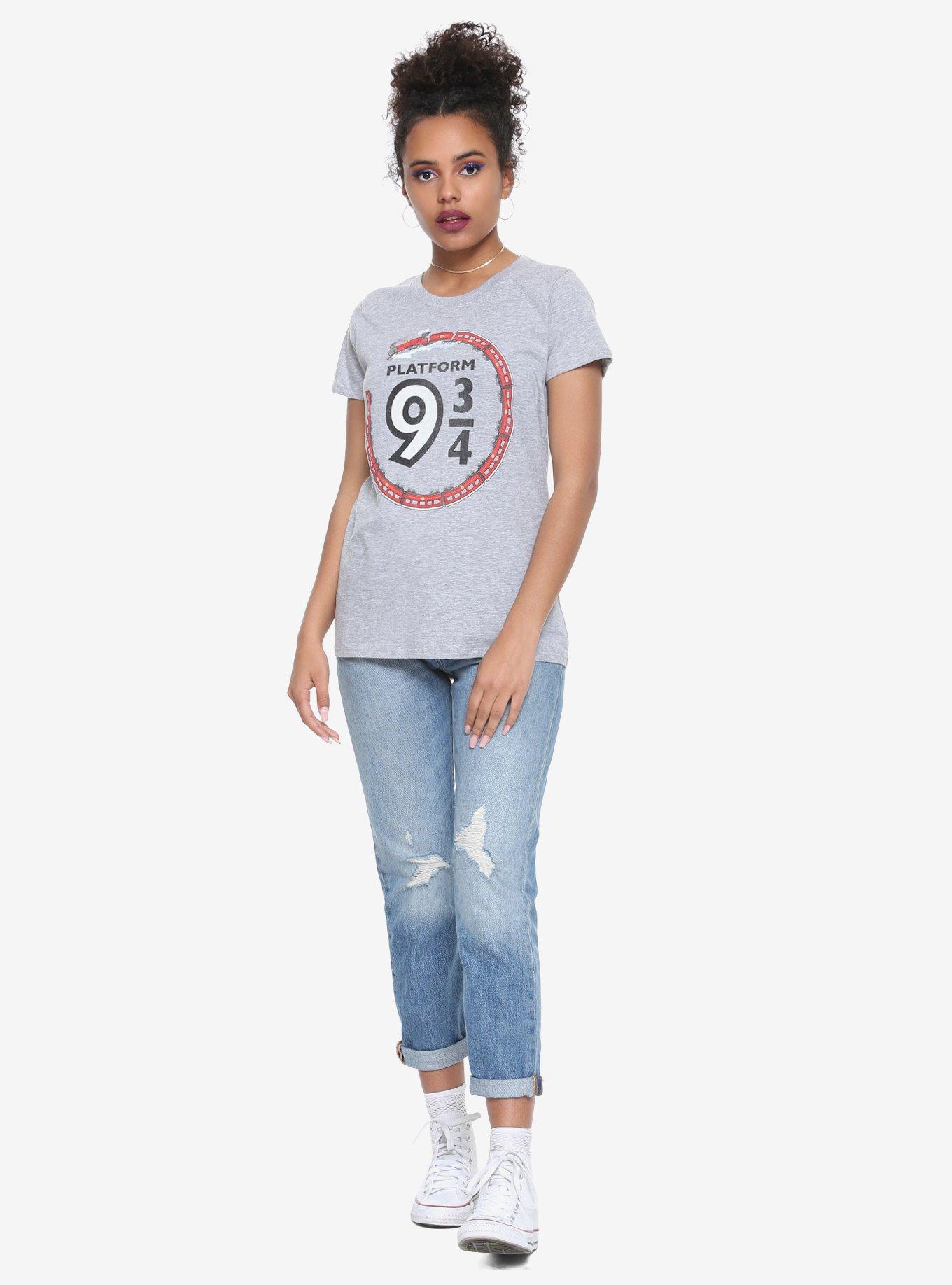 Harry Potter Platform 9 3/4 Circle Train Girls T-Shirt, BLACK, alternate