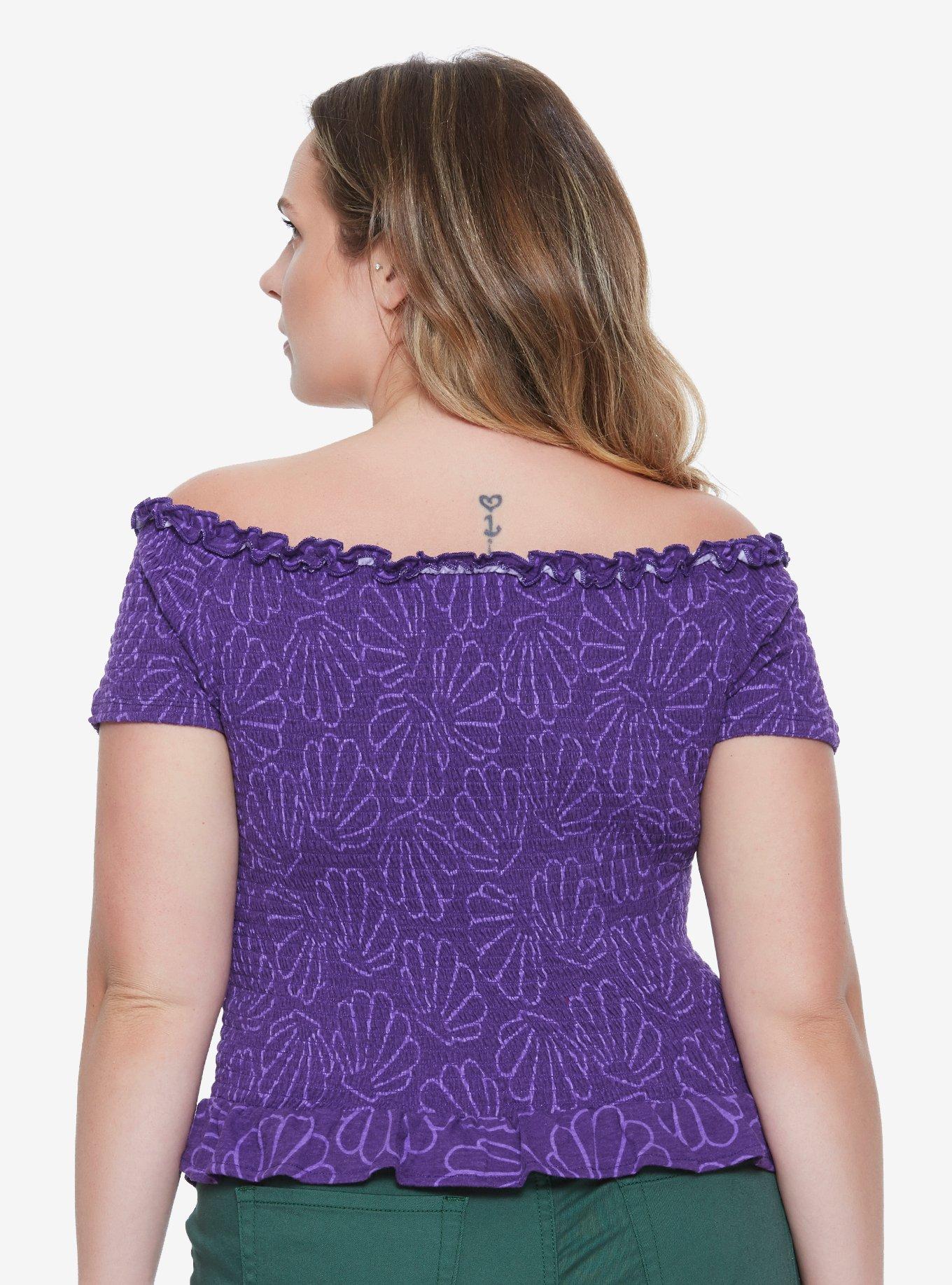Her Universe Destination Disney The Little Mermaid Ariel Smocked Shell Top Plus Size, , alternate